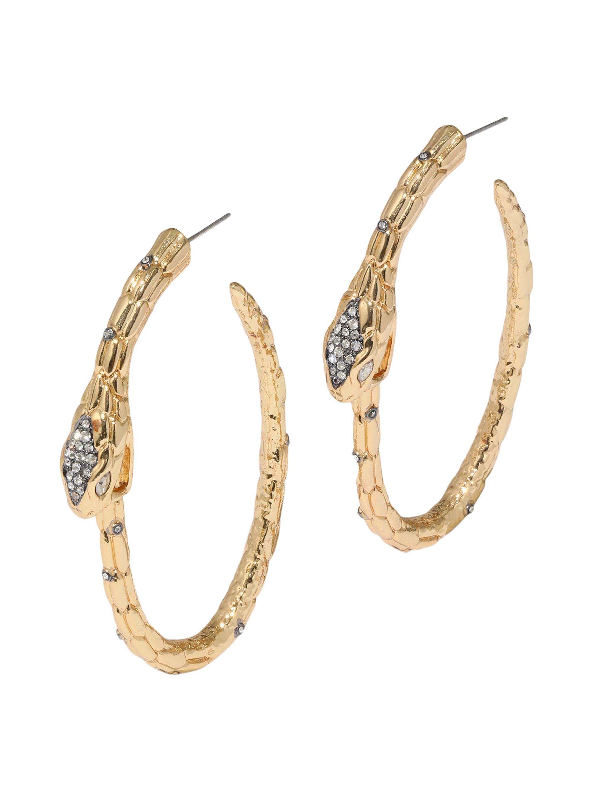 Alexis Bittar Women's Serpent 14K-Gold-Plated & Glass Crystal Hoop Earrings - Gold