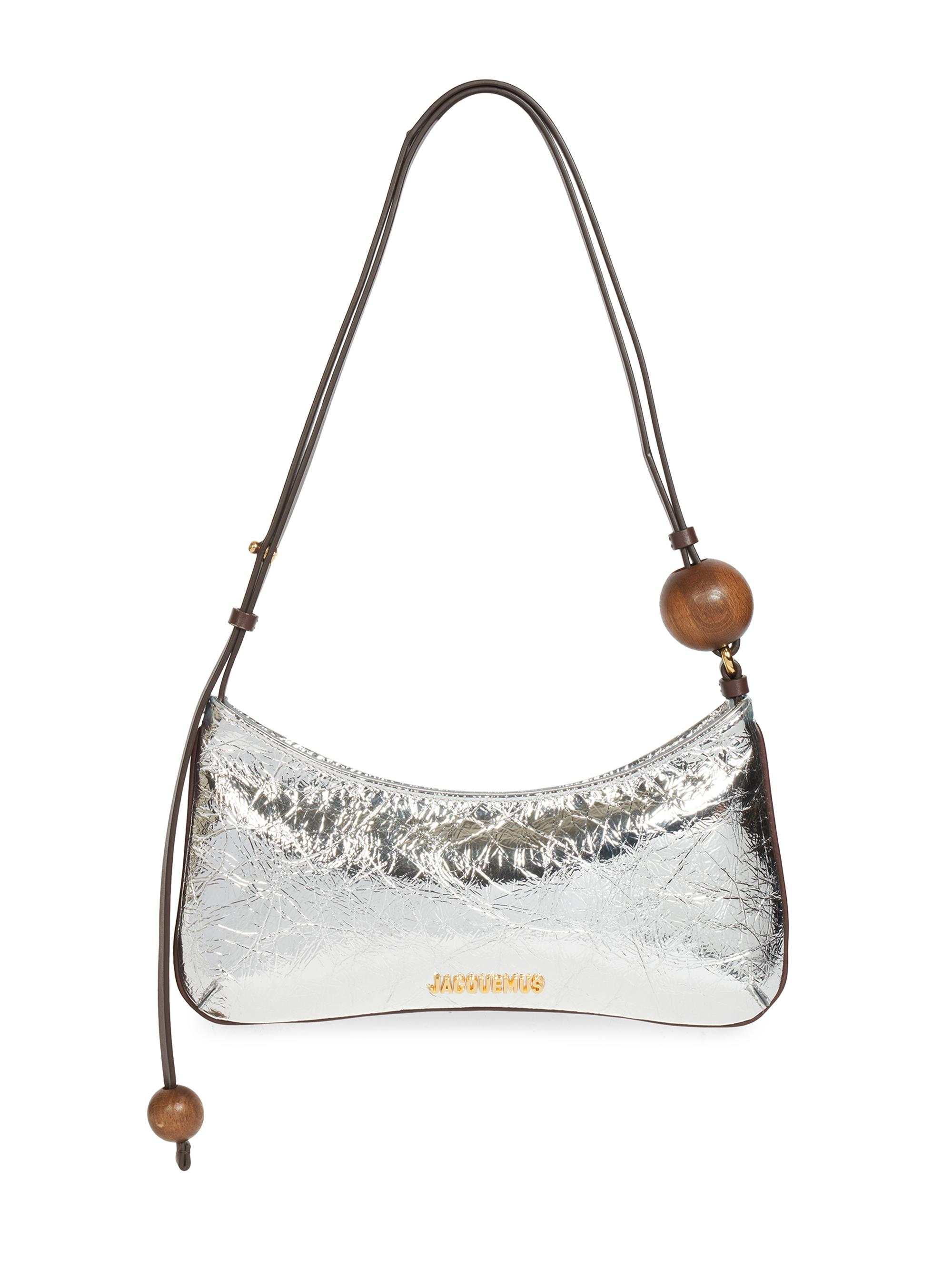 Jacquemus Women's Le Bisou Perle Metallic Leather Shoulder Bag - Silver