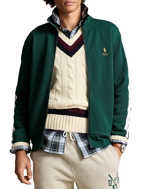 Shop Polo Ralph Lauren Colorblocked Knit Track Jacket | Saks Shop Polo Ralph Lauren Colorblocked Knit Track Jacket | Saks