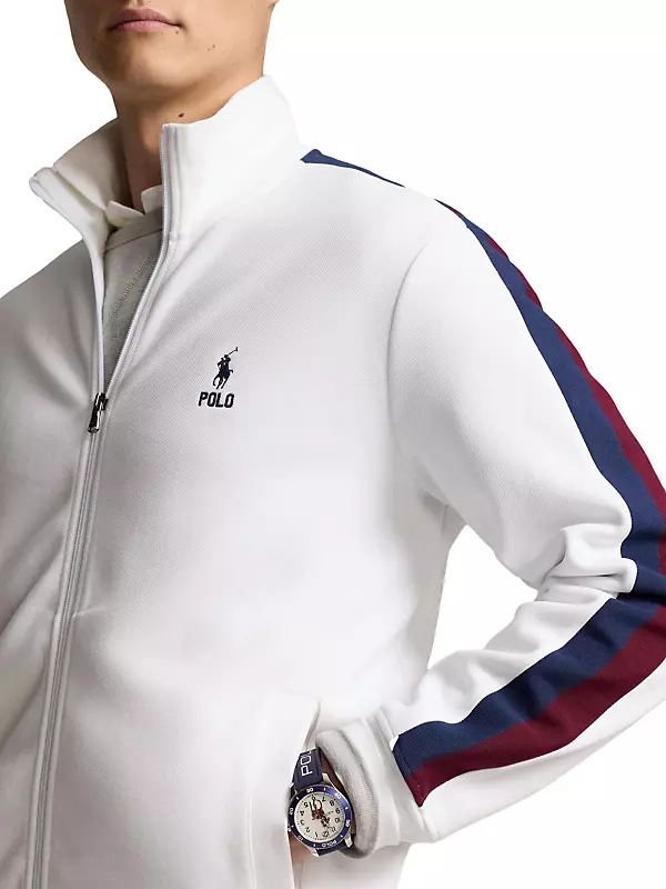 Shop Polo Ralph Lauren Colorblock Knit Track Jacket | Saks Shop Polo Ralph Lauren Colorblock Knit Track Jacket | Saks