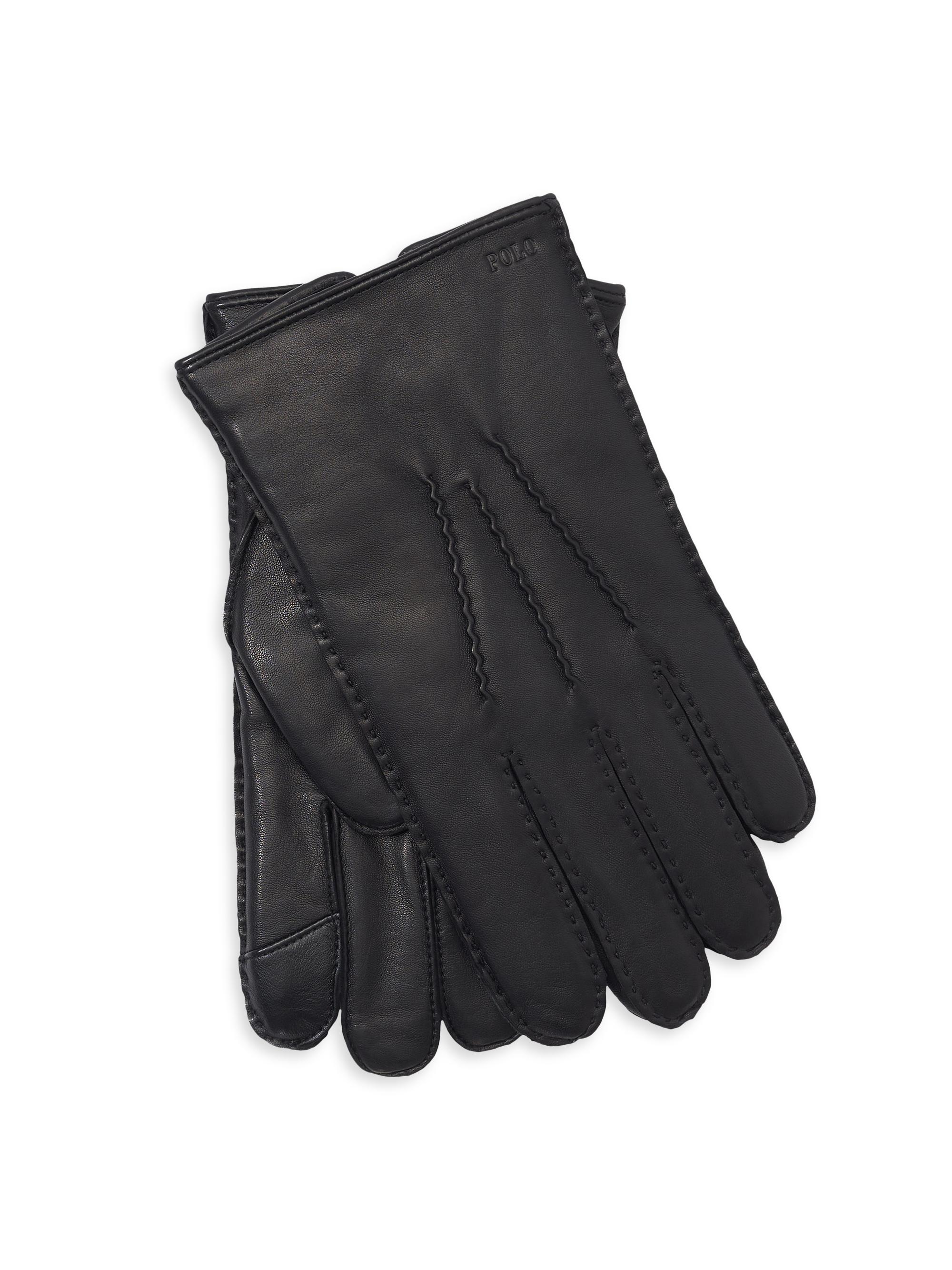 Polo Ralph Lauren Men's Cashmere-Lined Leather Gloves - Black