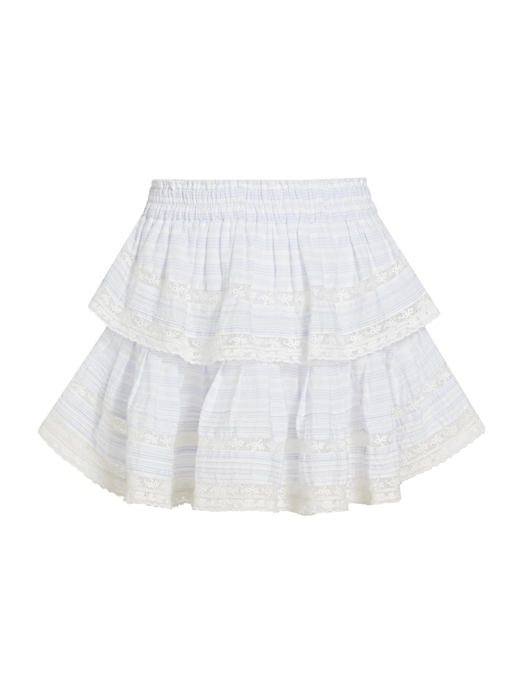 LoveShackFancy Women's Striped Lace Ruffled Miniskirt - Vintage Voyage