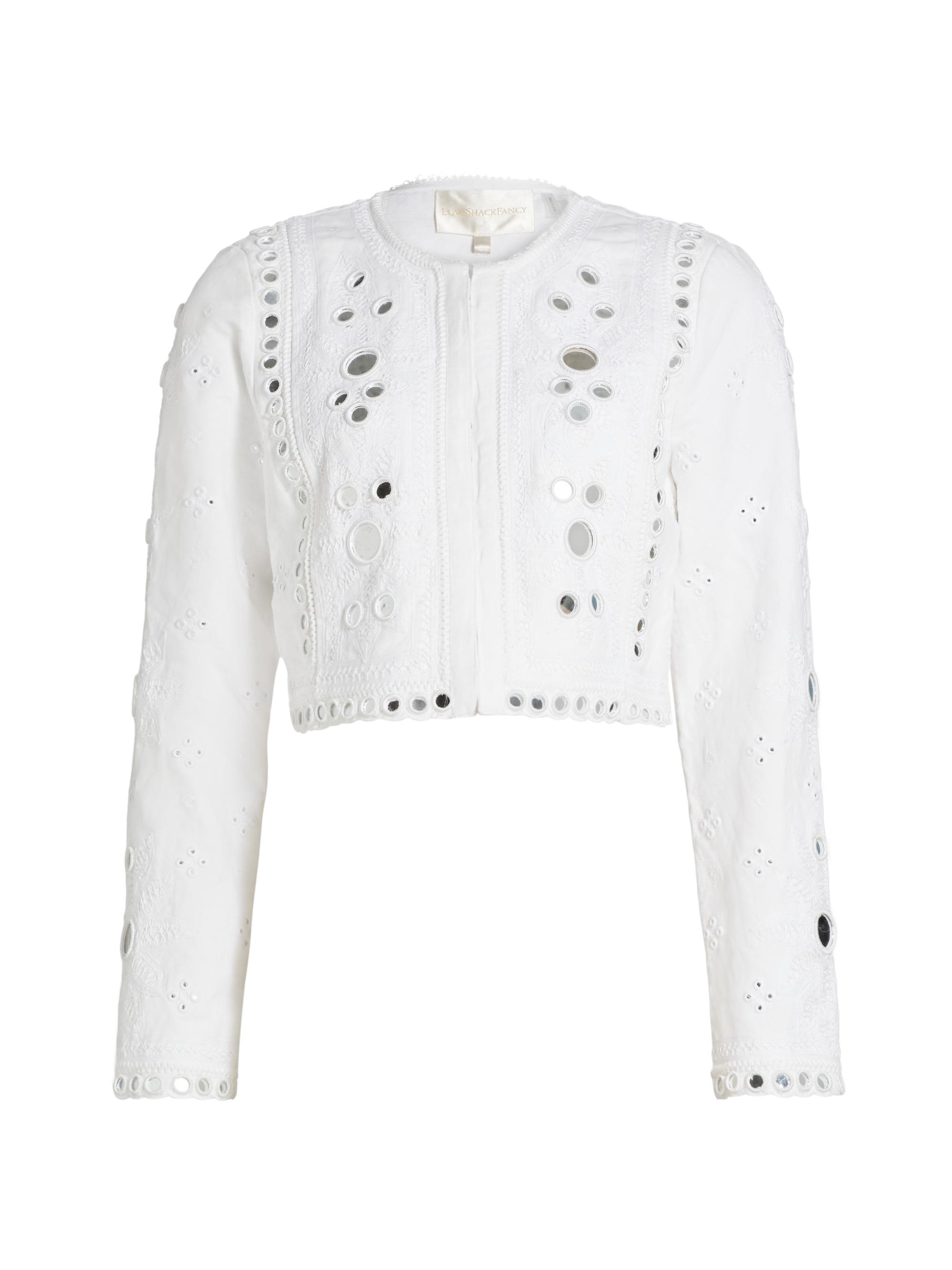 LoveShackFancy Women's Veranda Crop Jacket - True White