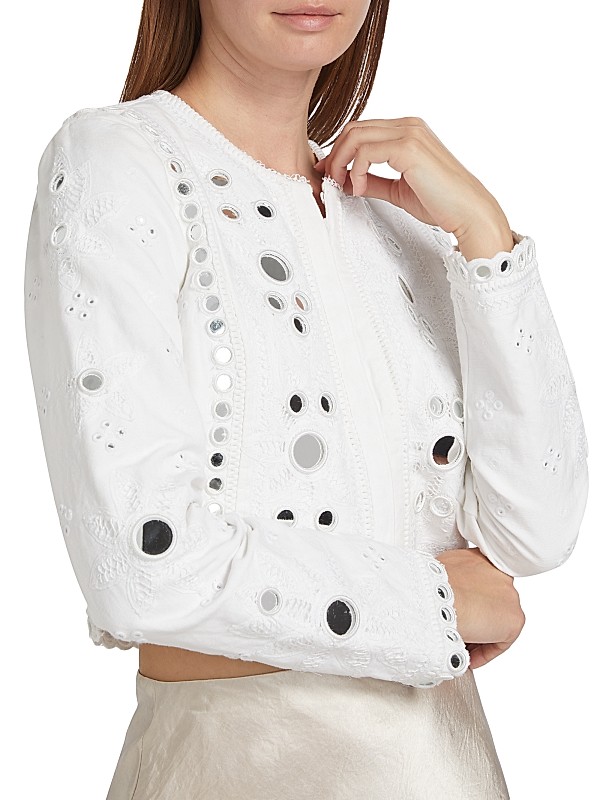 Shop LoveShackFancy Veranda Crop Jacket | Saks Fifth Avenue Shop LoveShackFancy Veranda Crop Jacket | Saks Fifth Avenue