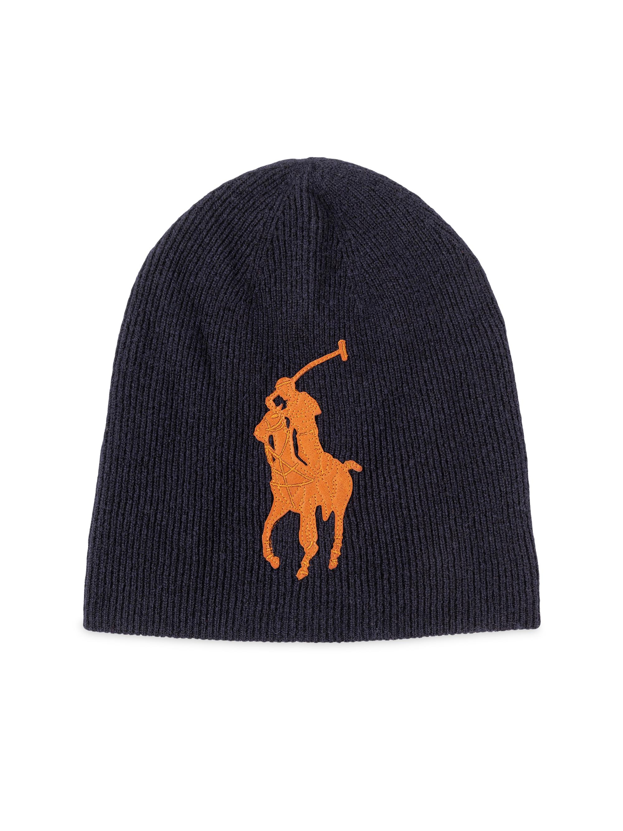 Polo Ralph Lauren Men's Leather Logo Patch Wool Beanie - Aviator Navy