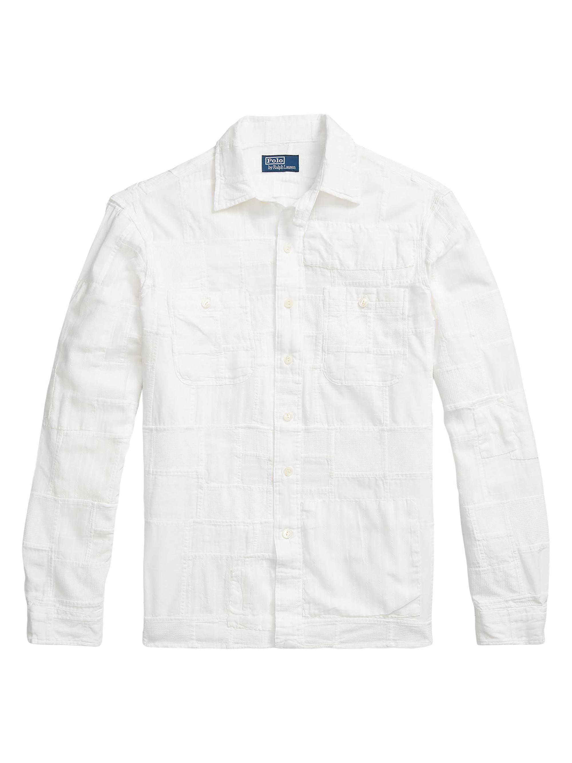 Polo Ralph Lauren Men's Textured Patchwork Cotton-Linen Shirt - White Patchwork