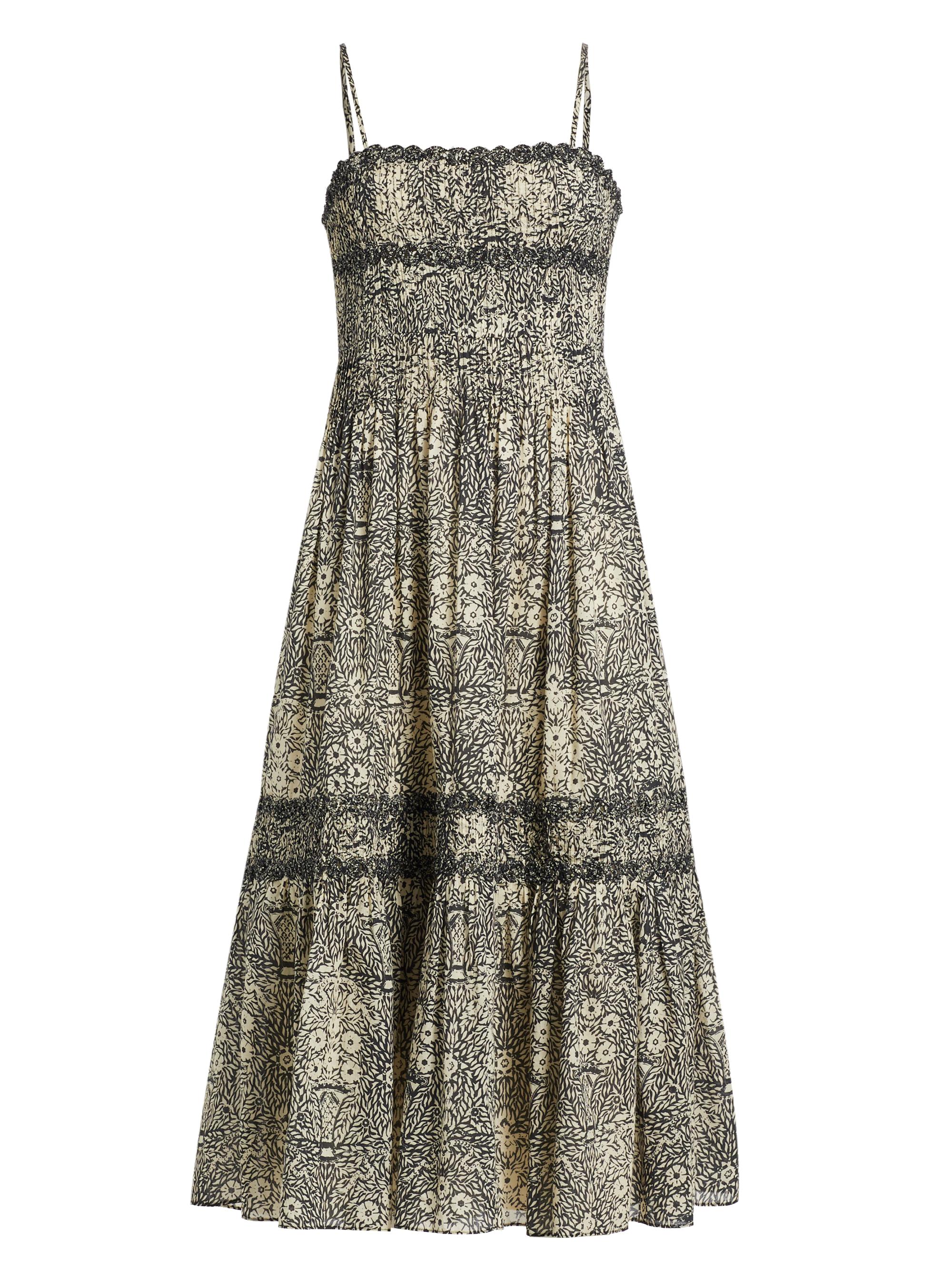 Sea Women's Katrine Cotton Floral Pintuck Midi-Dress - Black