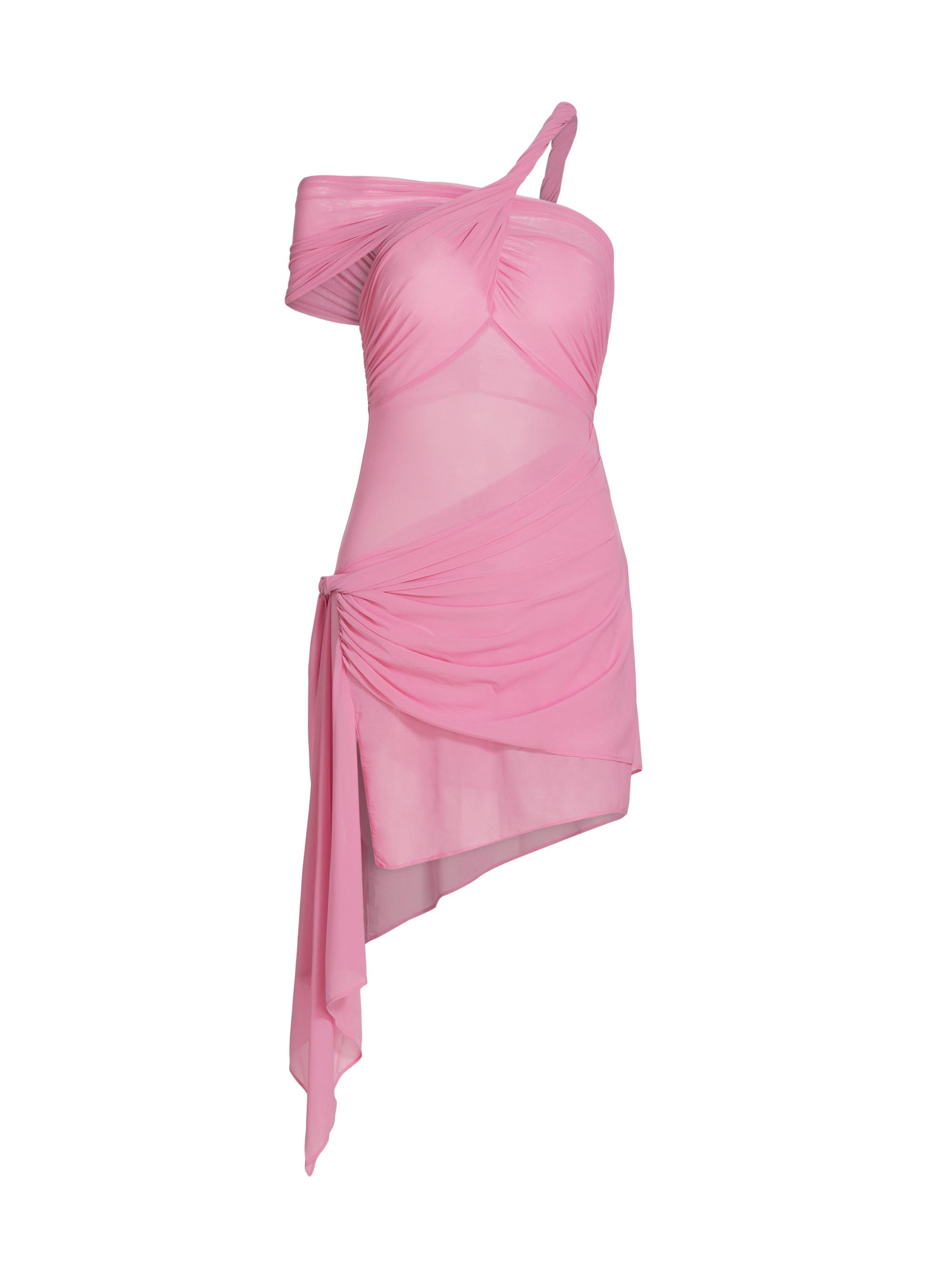 Ronny Kobo Women's Izel Asymmetric Twisted Minidress - Carnation