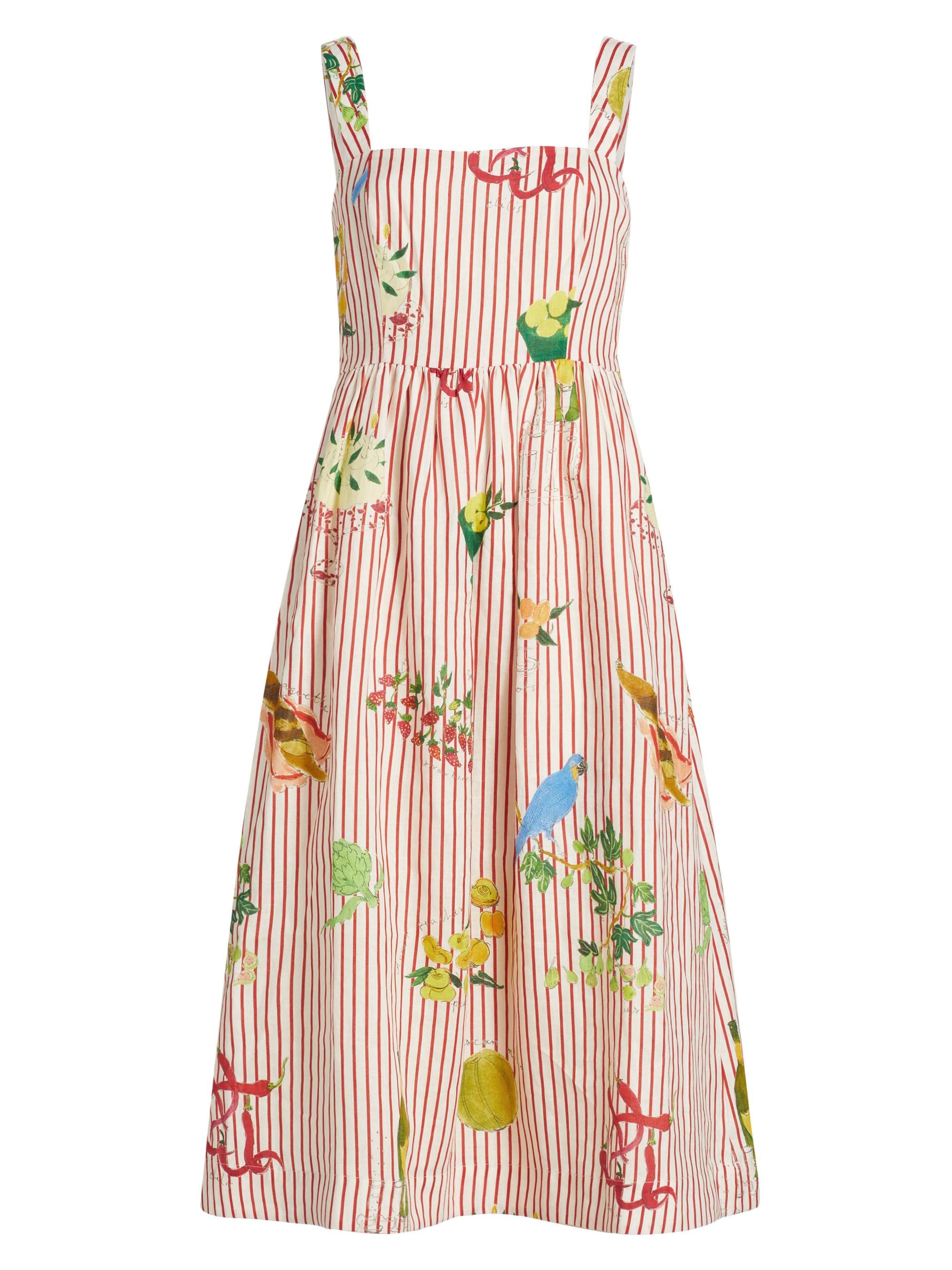 Rhode Women's Marla Linen Striped Midi-Dress - Capristripe