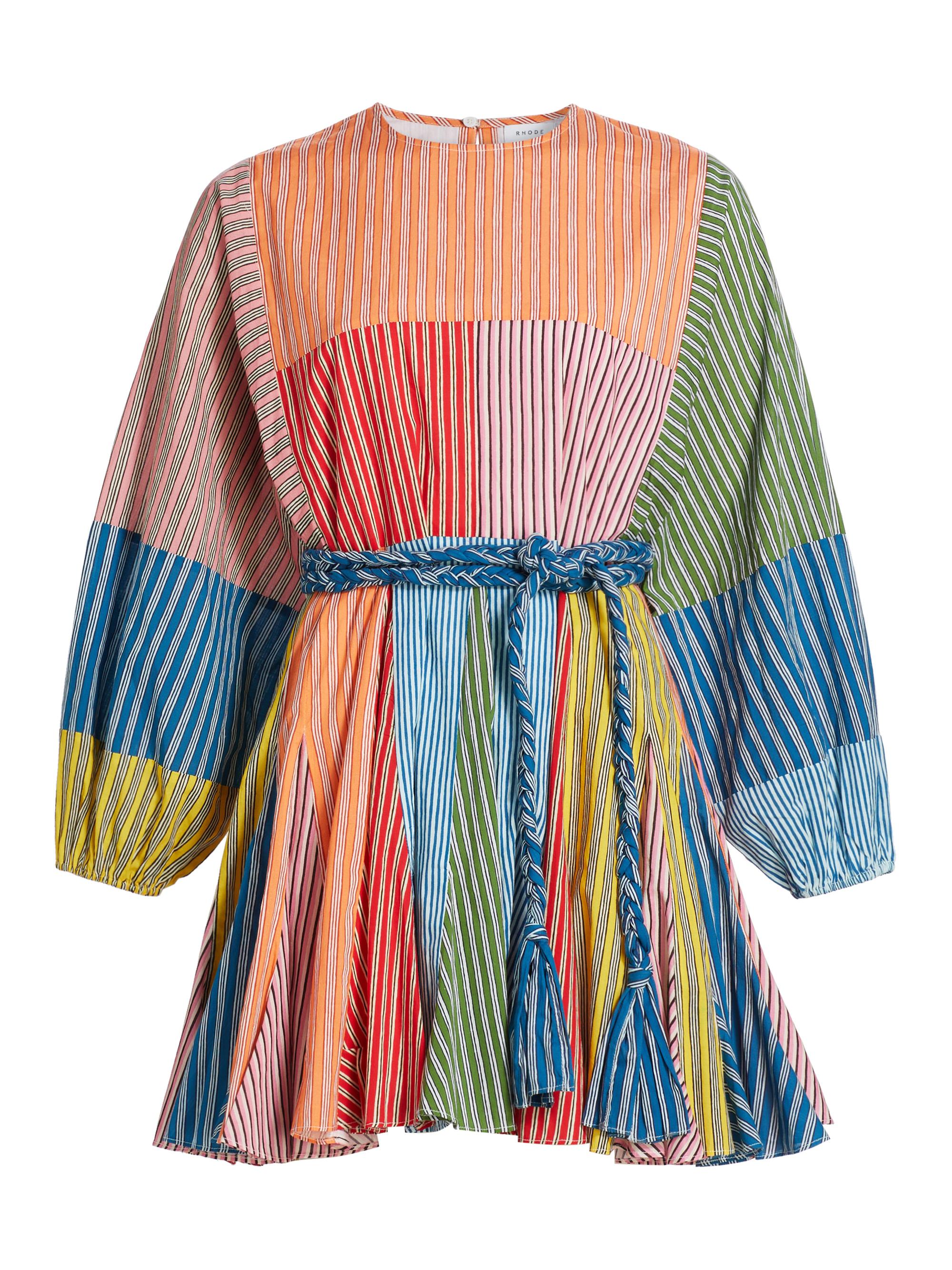 Rhode Women's Ella Patchwork Pinstripe Minidress - Multi Stripe Patch Work