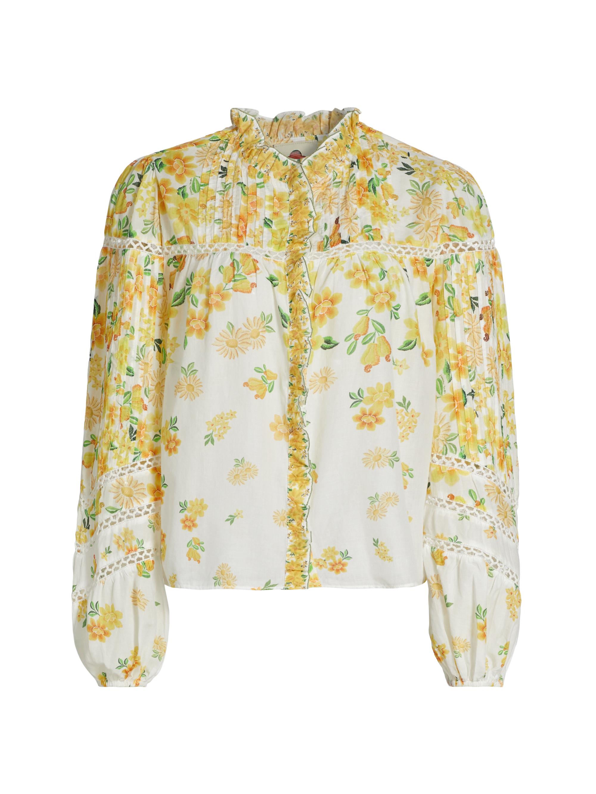 Farm Rio Women's Azaleia Floral Cotton Blouse - Off White