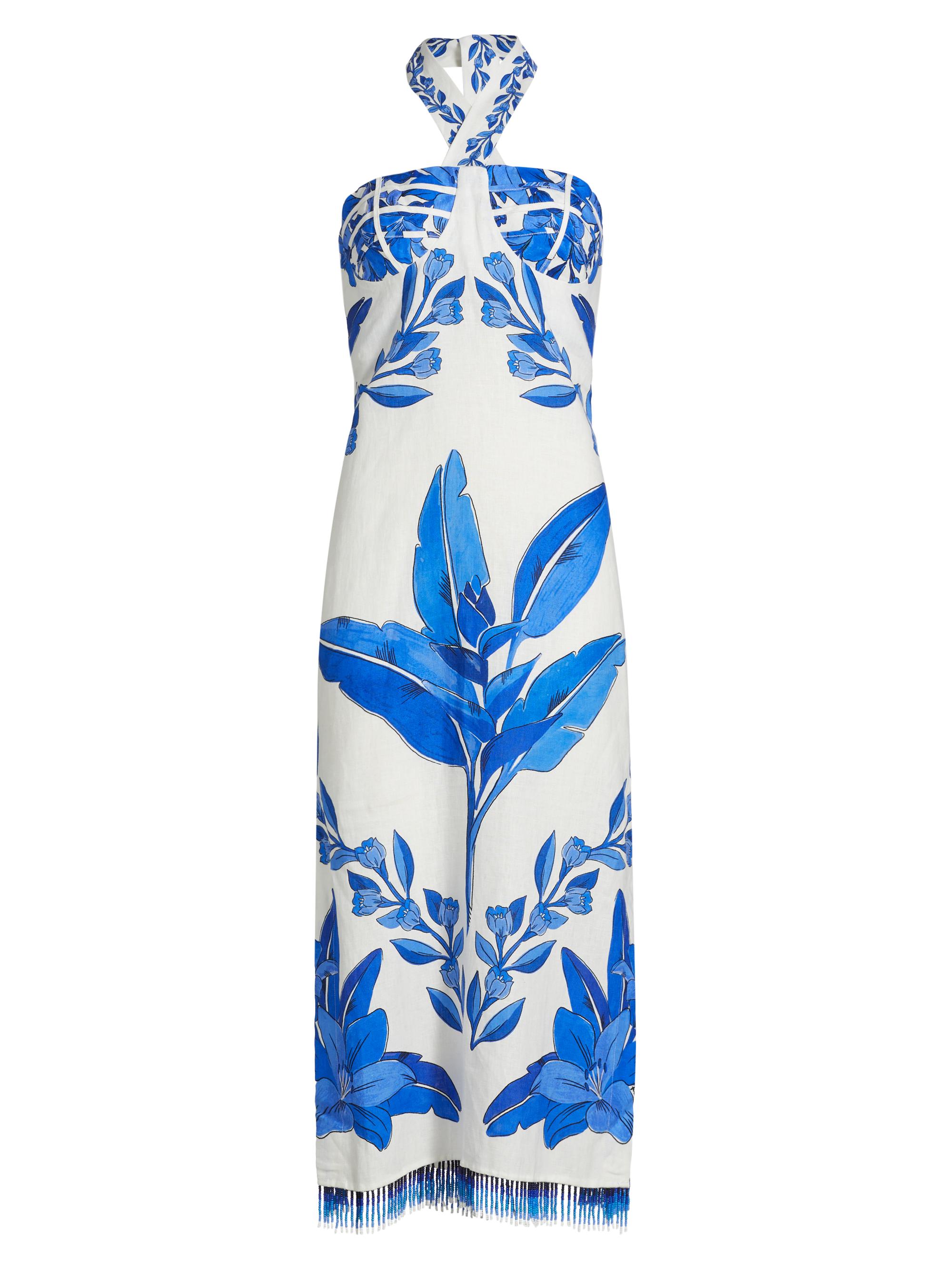 Farm Rio Women's Yard Linen Midi Dress - Off White