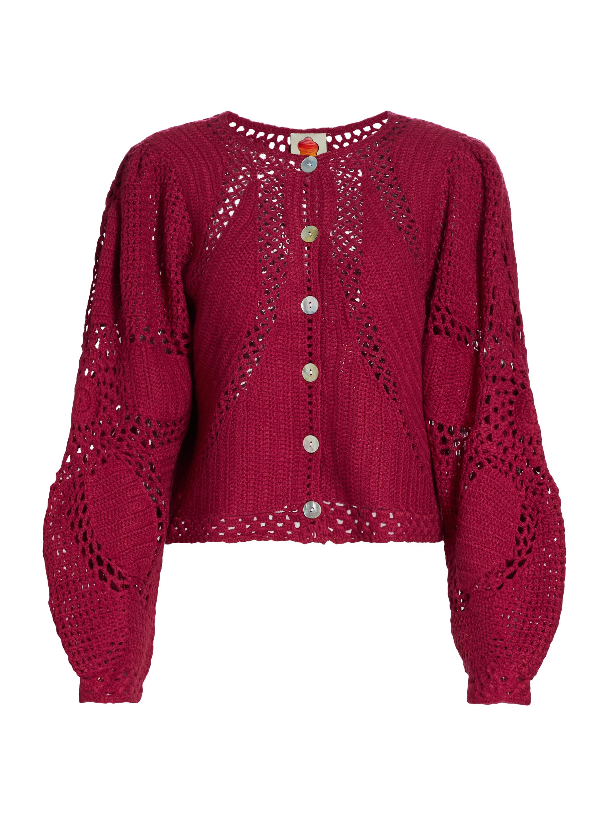 Farm Rio Women's Flower Draw Crochet Cardigan - Pink