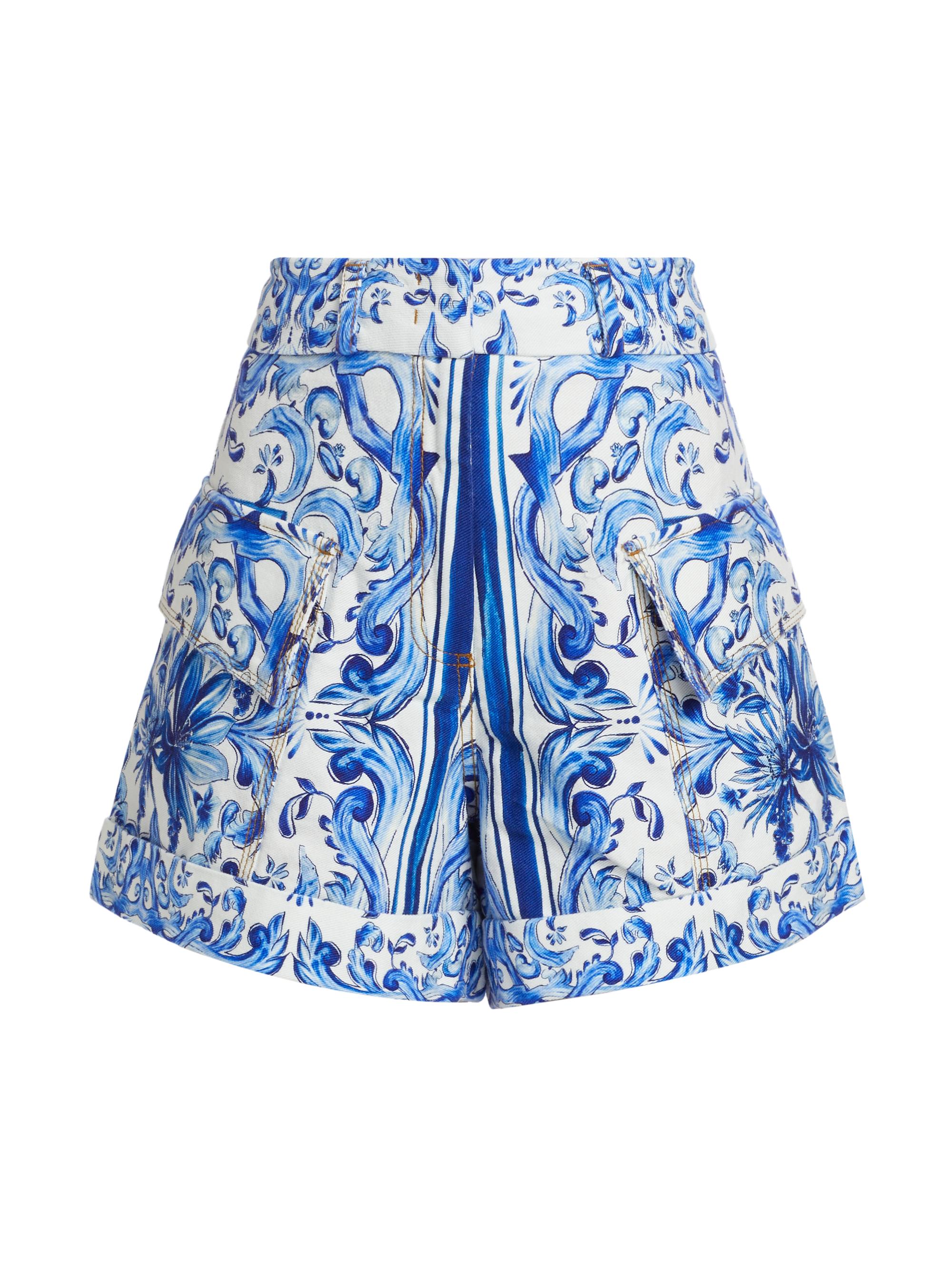 Farm Rio Women's Garden Tiles Plaid Shorts - Off White