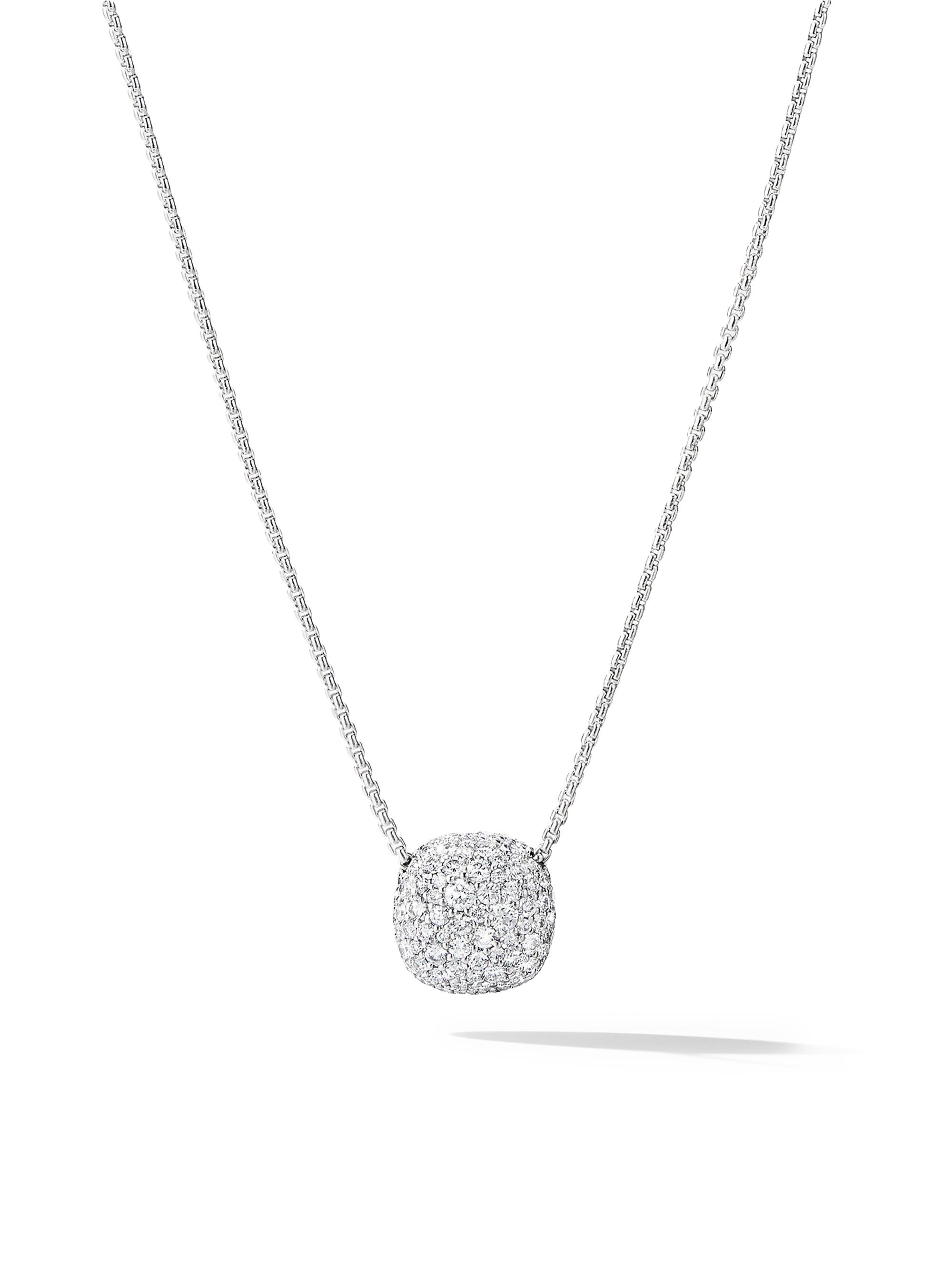 David Yurman Women's Pavé Cushion Pendant Necklace in K White Gold - Diamond