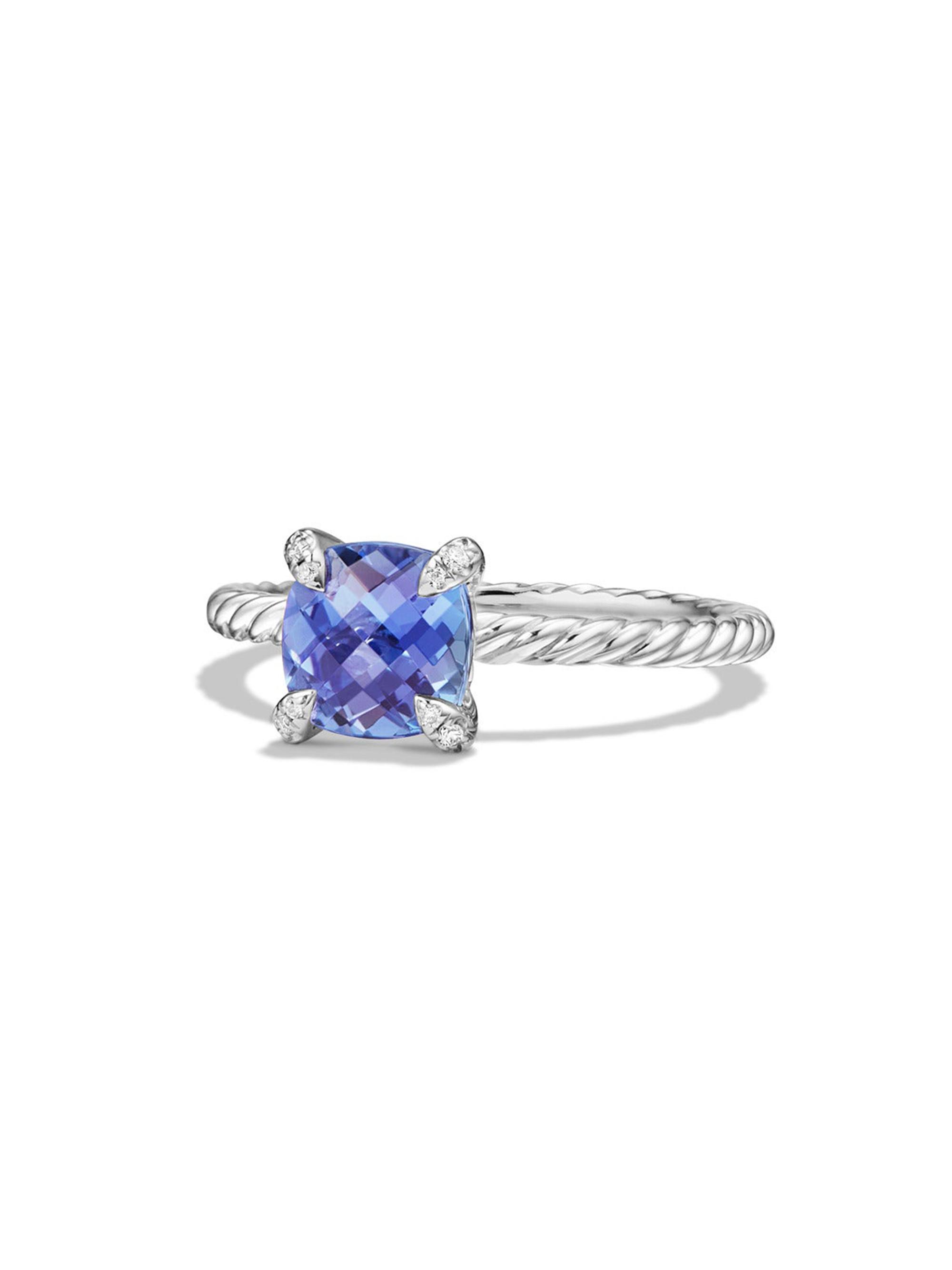 David Yurman Women's Chatelaine Ring in 1K White Gold - Tanzanite