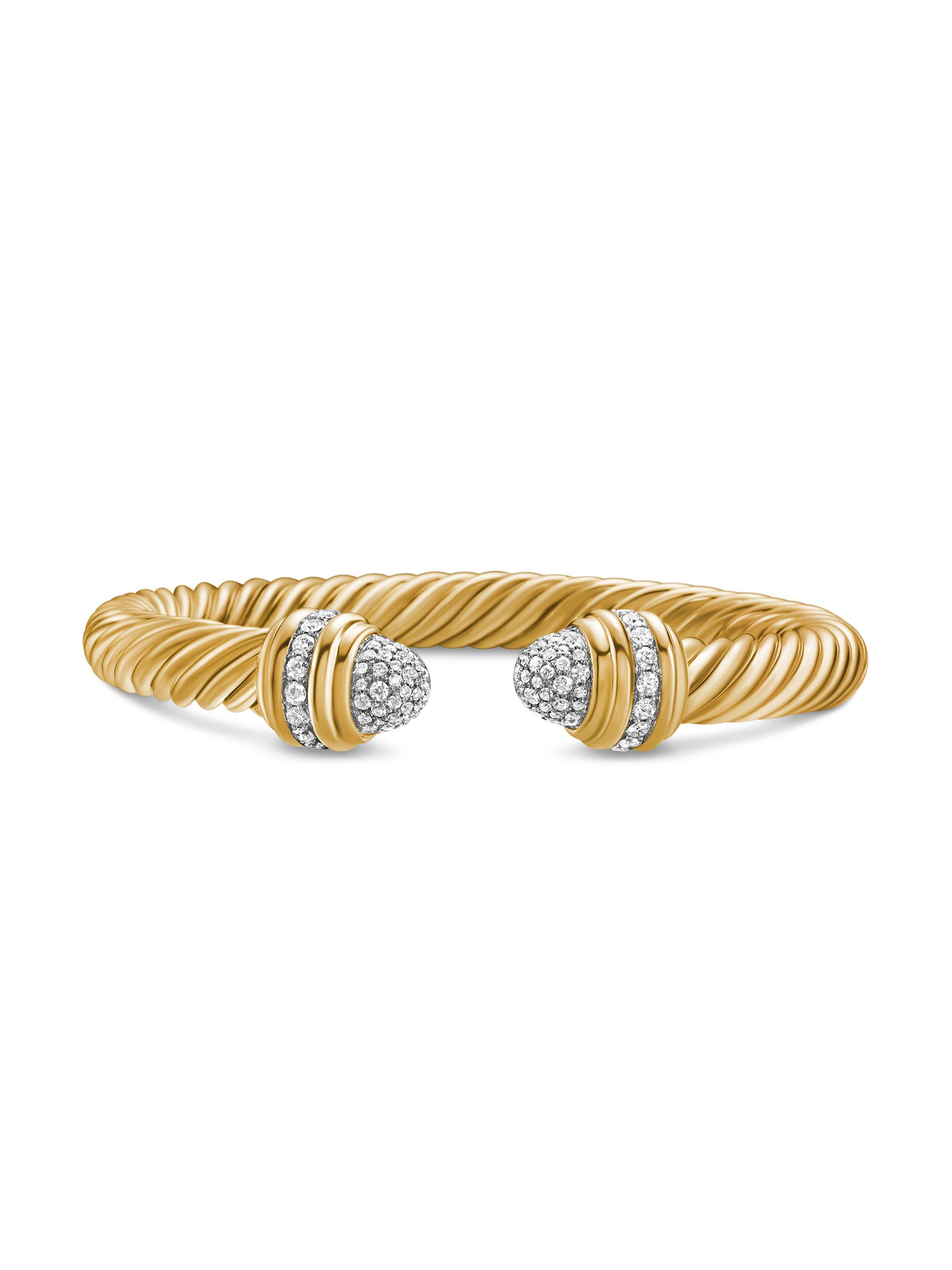 David Yurman Women's Classic Cablespira Bracelet in 18K Yellow Gold - Diamond