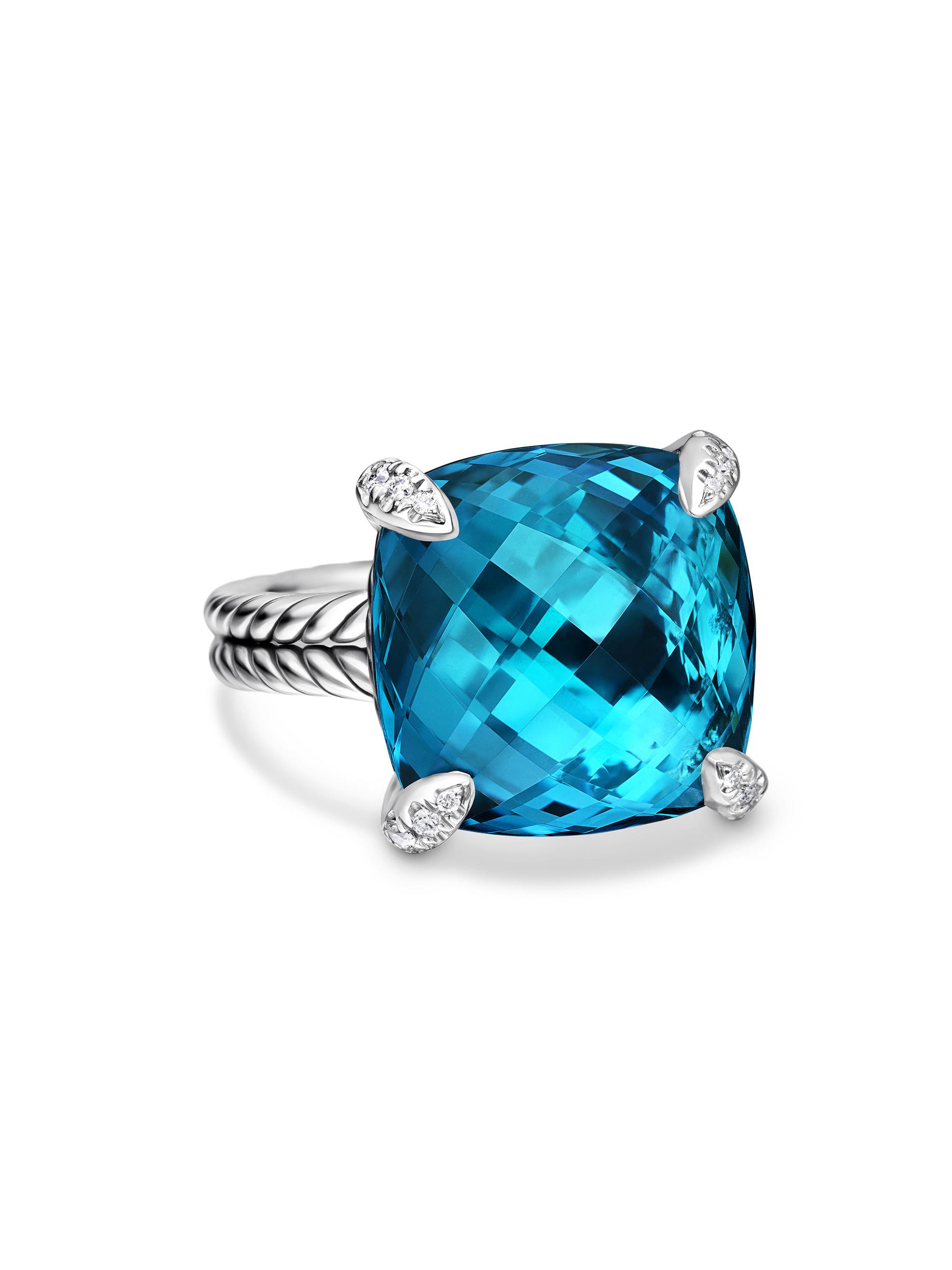 David Yurman Women's Chatelaine Ring in Sterling Silver - Hampton Blue Topaz