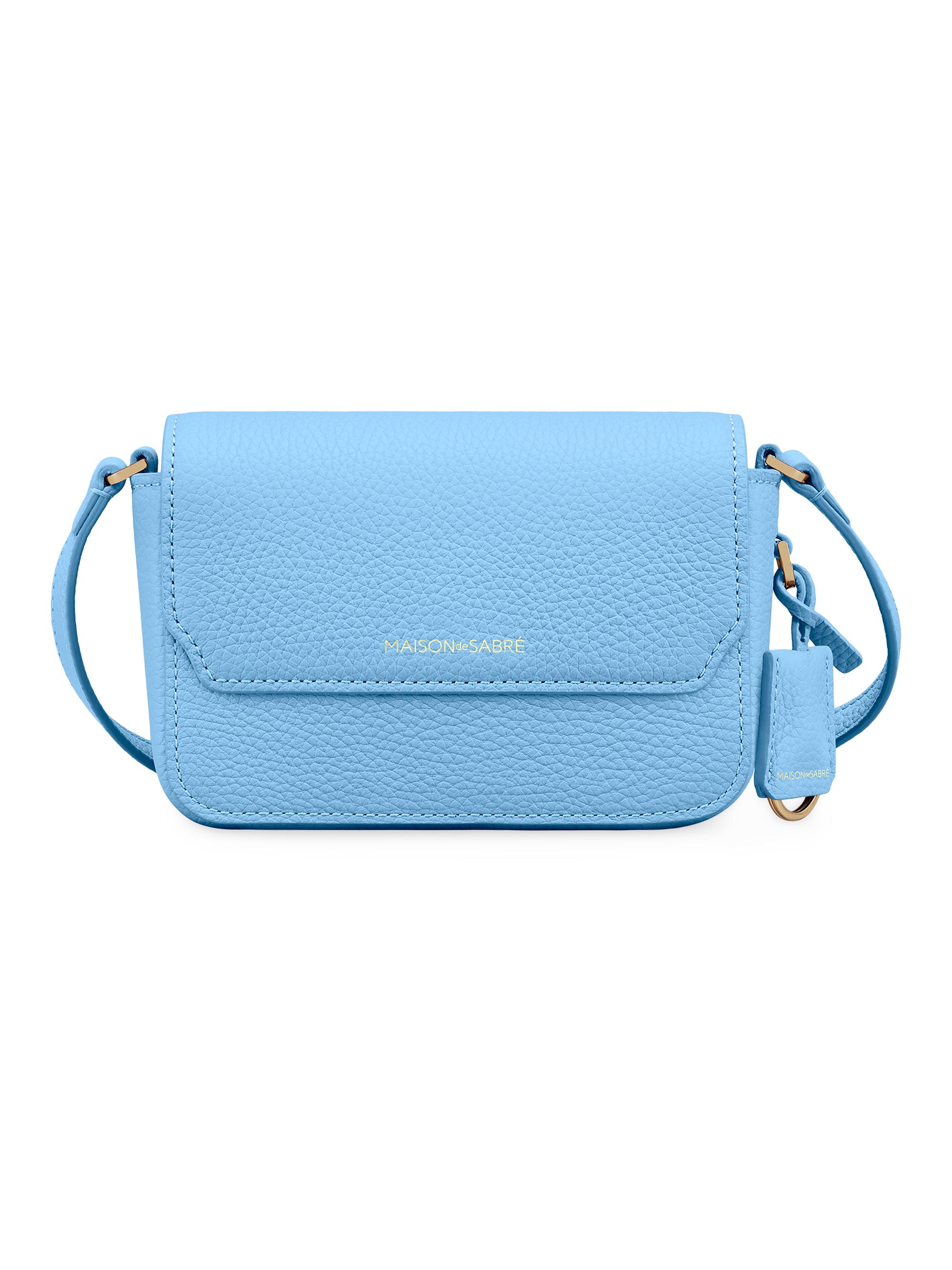 Maison de Sabre Women's Micro Leather Flap Bag - Sky Blue