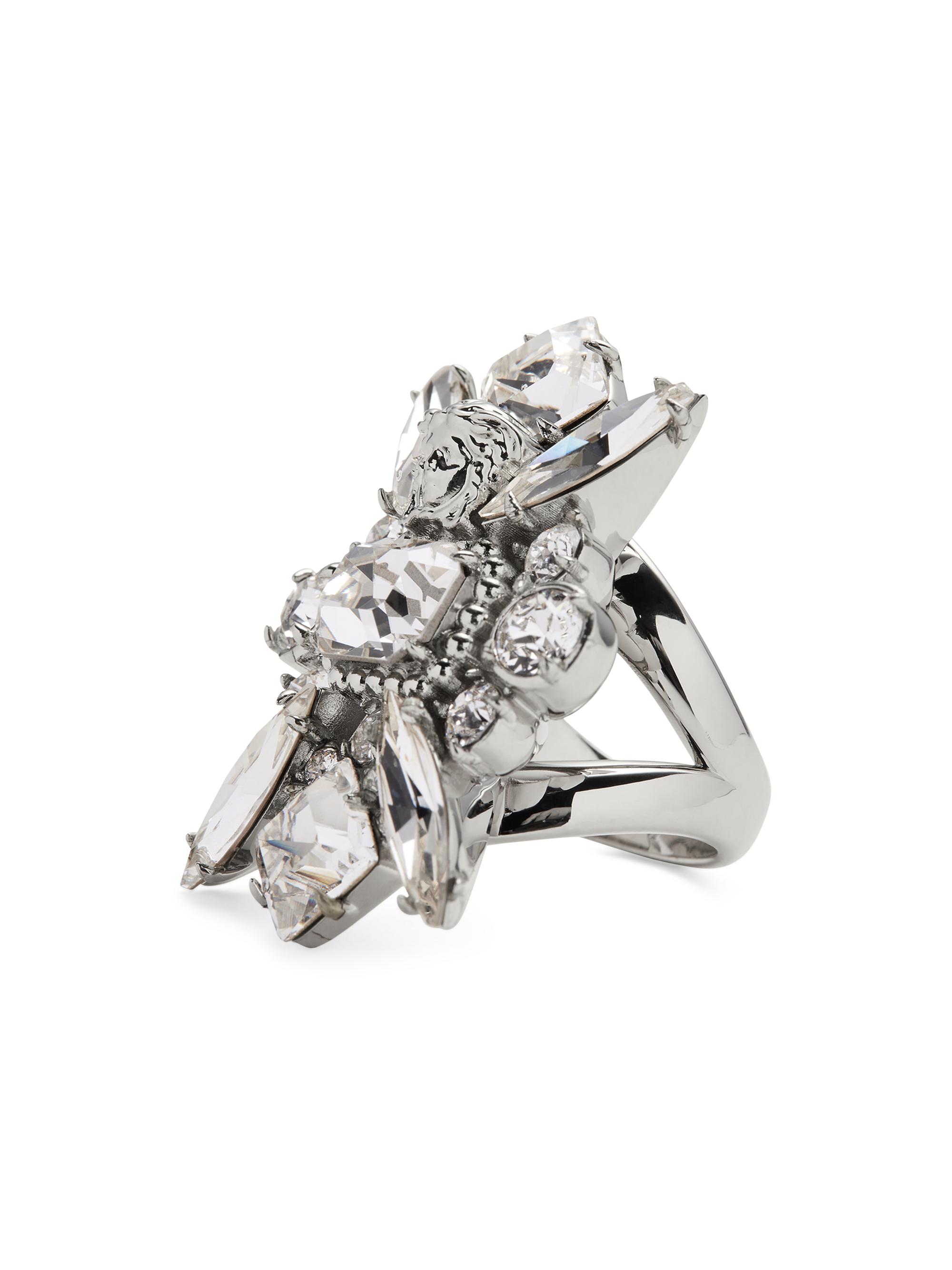Versace Women's Silvertone & Glass Crystal Cocktail Ring - Palladium Crystal