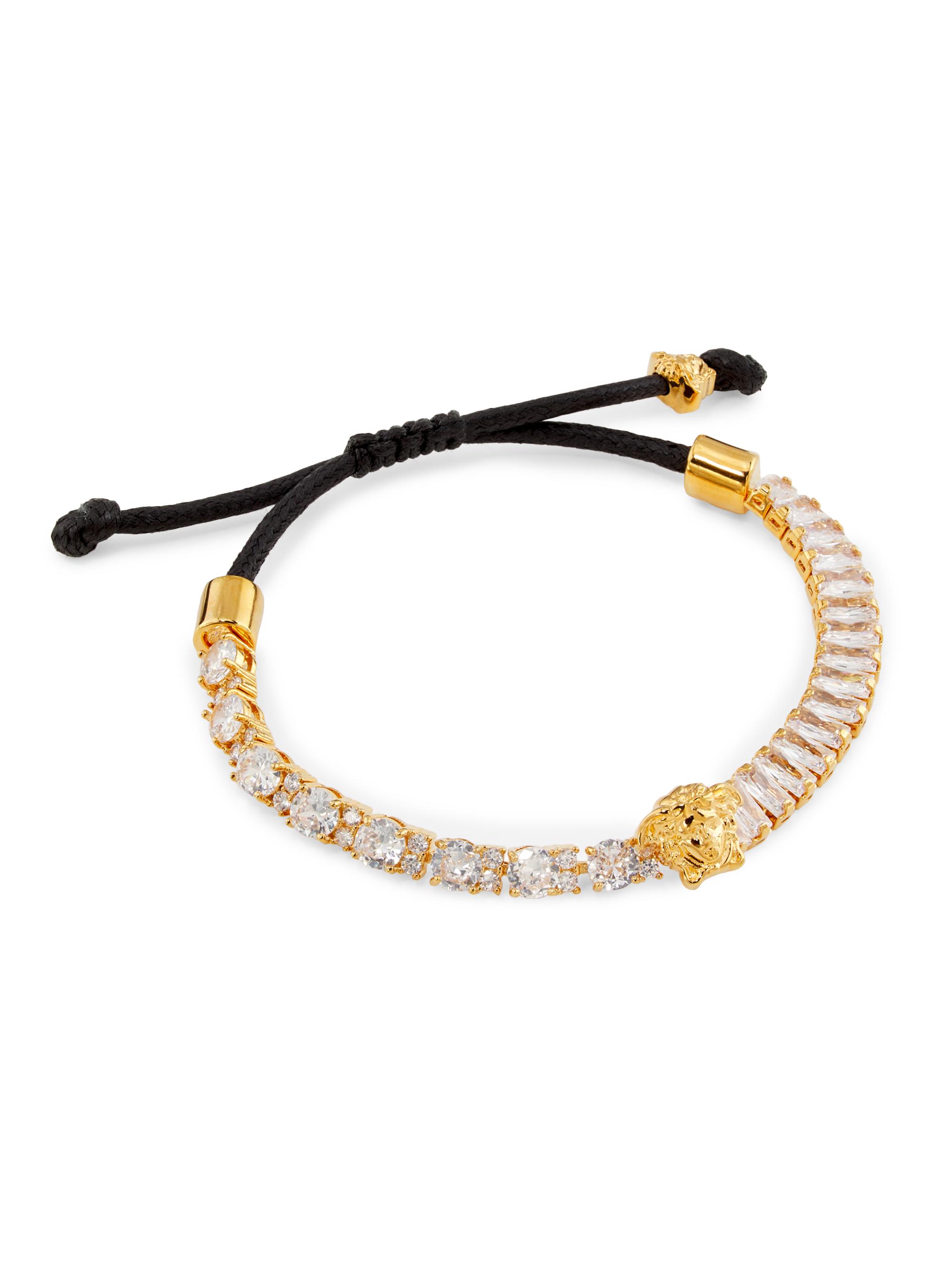 Versace Women's Goldtone & Glass Crystal Cord Bracelet -  Gold Crystal Black