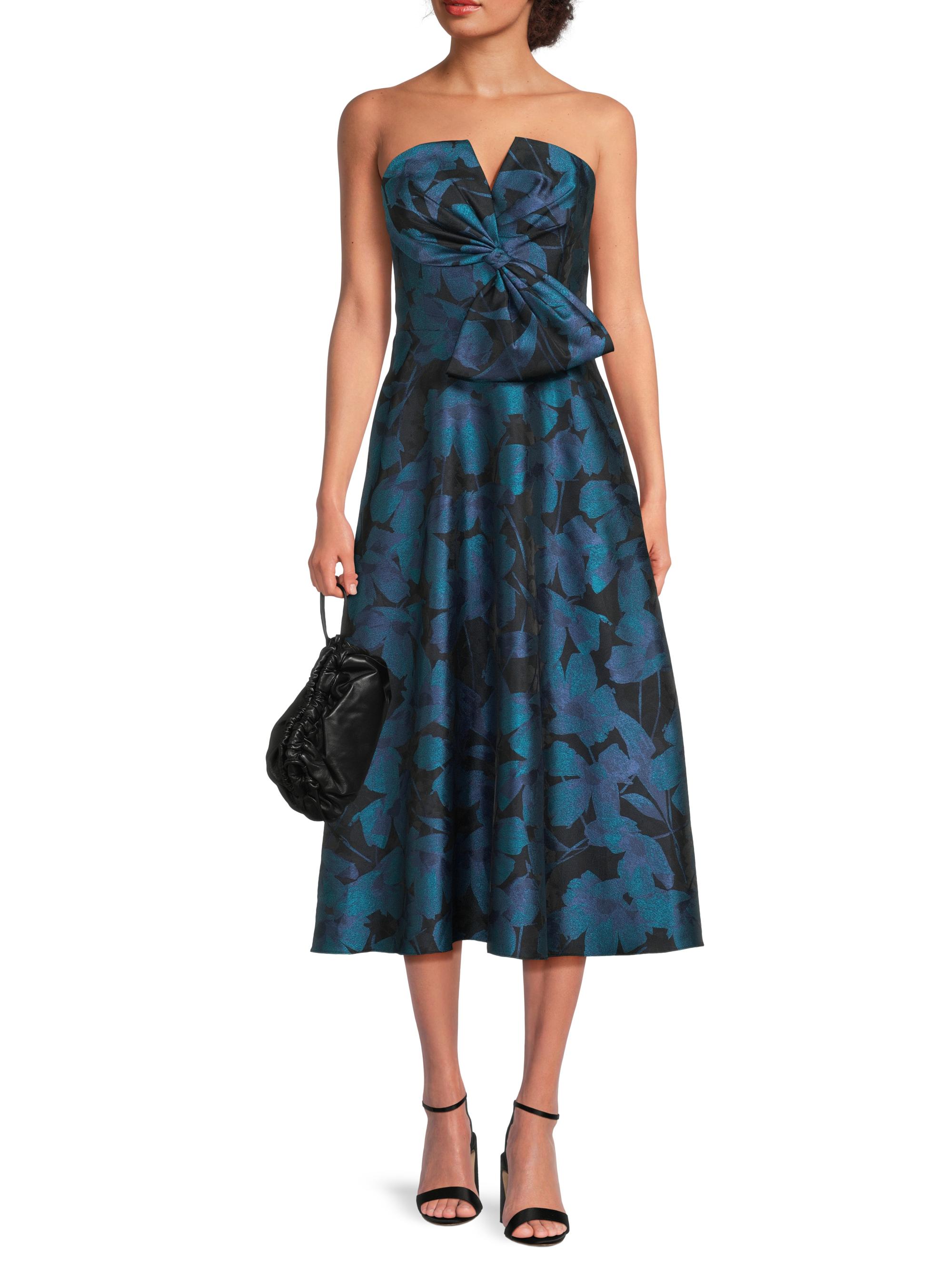 Aidan Mattox Floral Jacquard Midi-Dress | Saks Fifth Avenue