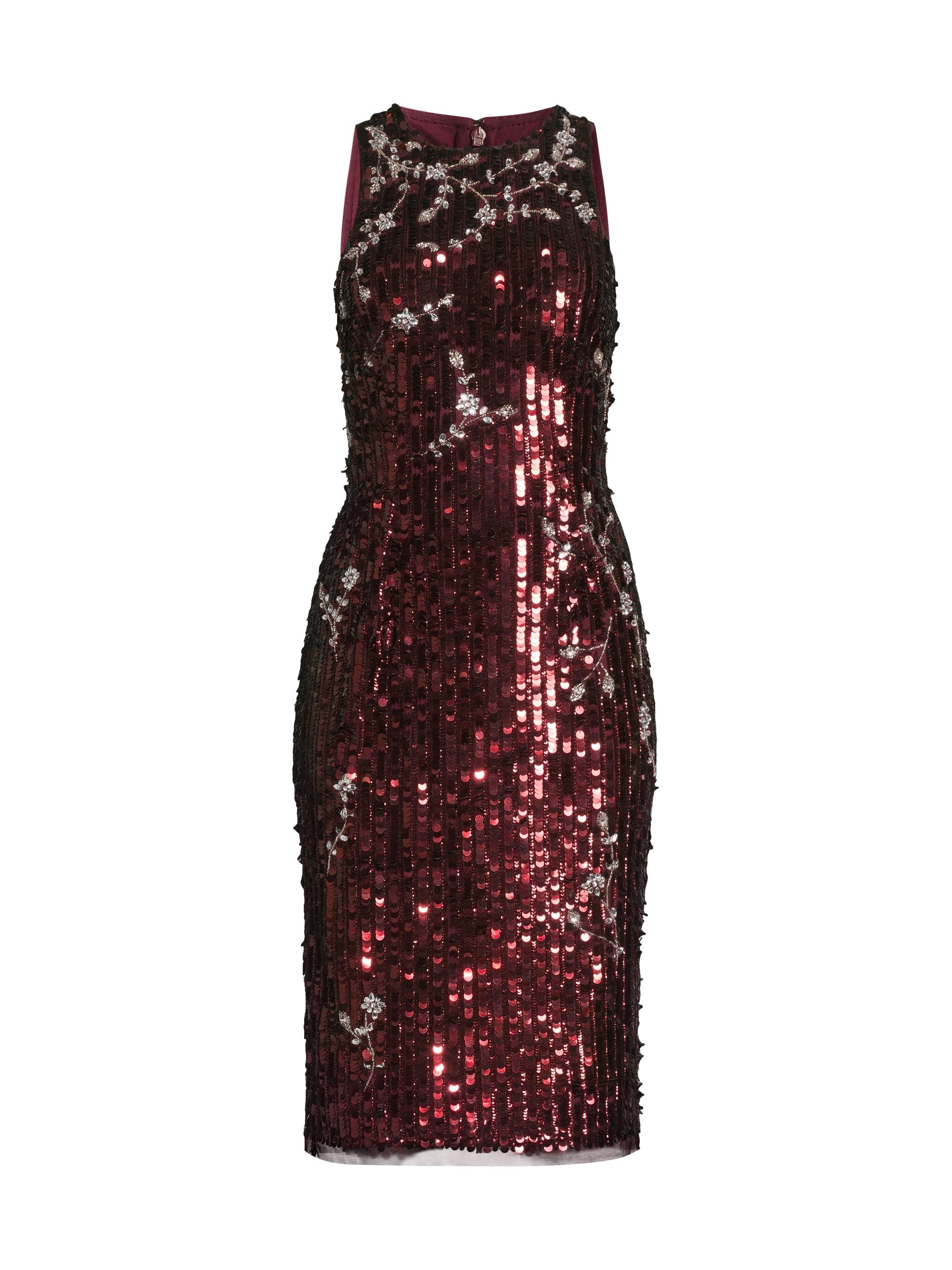 Aidan Mattox Women's Floral Sequined Sleeveless Midi-Dress - Matador Red