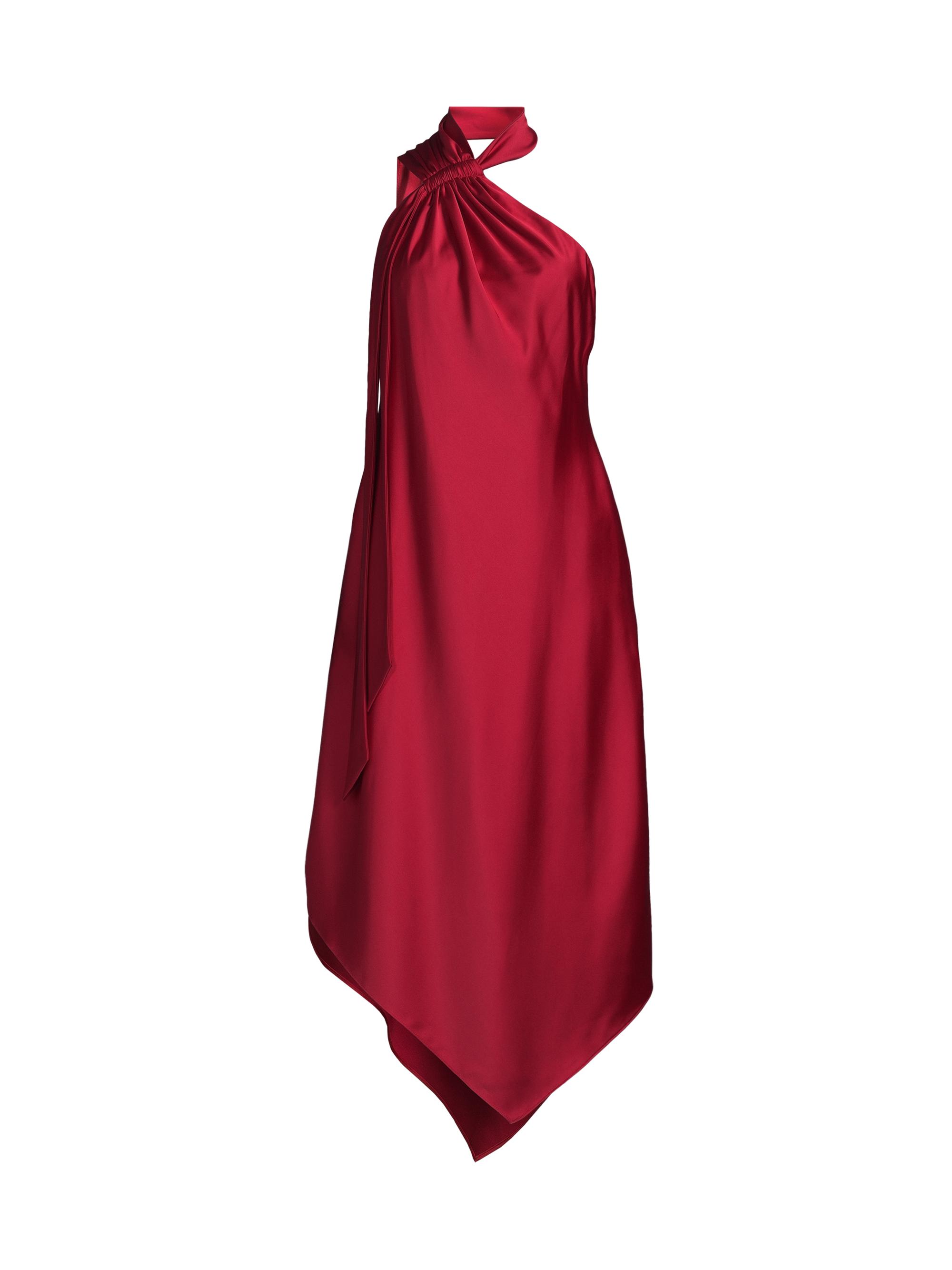 Aidan Mattox Women's Satin Halterneck Midi-Dress - Scarlet Spice