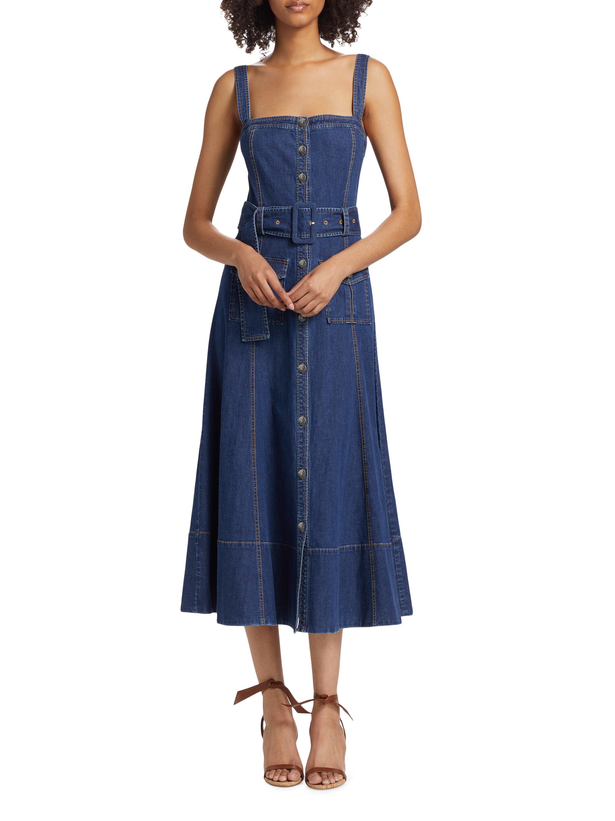 Ladies Dresses Cinq A Sept Denim Dress Plus Size Short Sleeve Denim Midi  Dress Cinq  Sept Women's Vega Denim Midi-Dress Medium