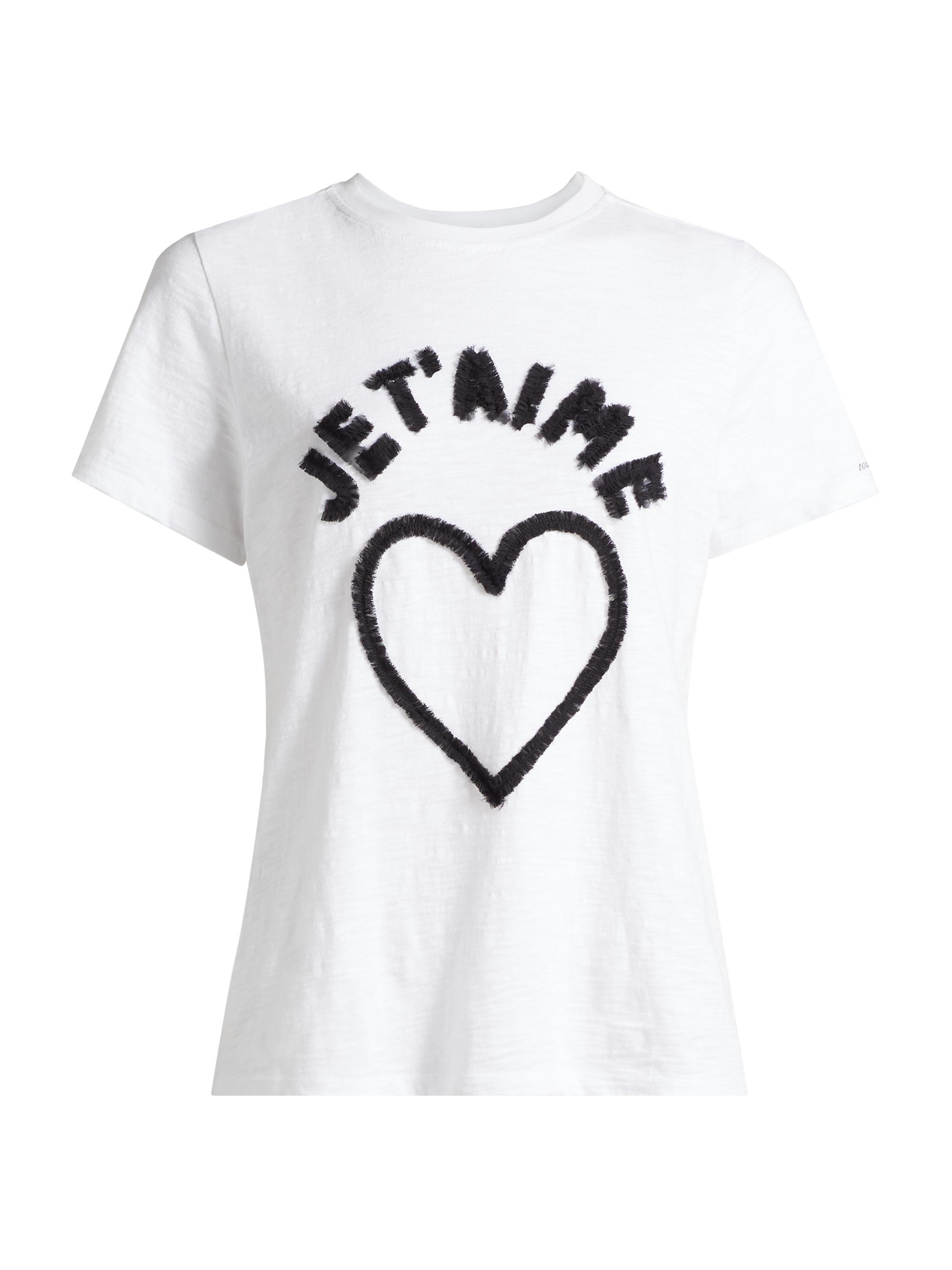 CINQ A SEPT Women's Je T'aime Heart T-Shirt - White Black