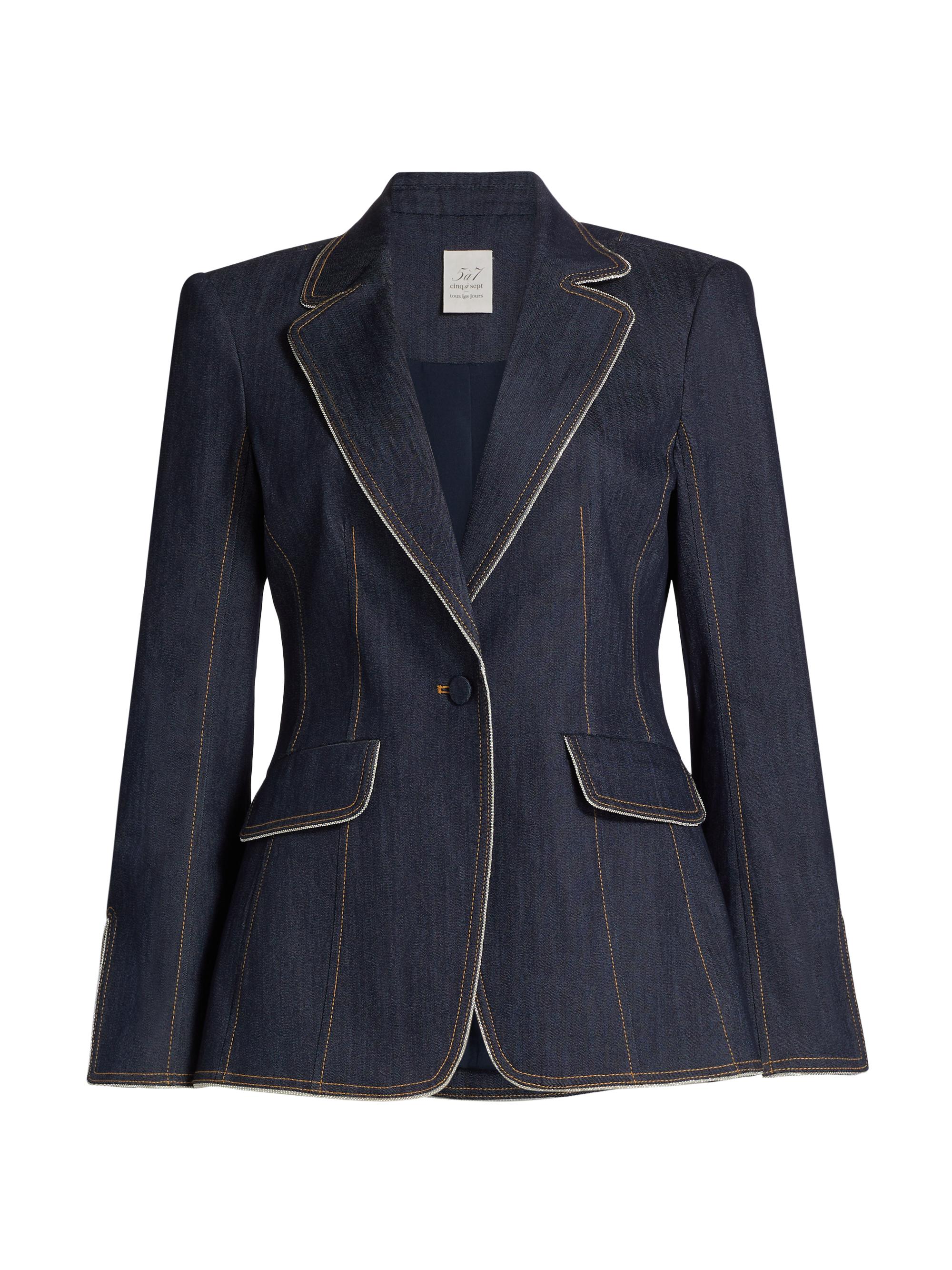 CINQ A SEPT Women's Danicka Zipper Trim Blazer - Indigo
