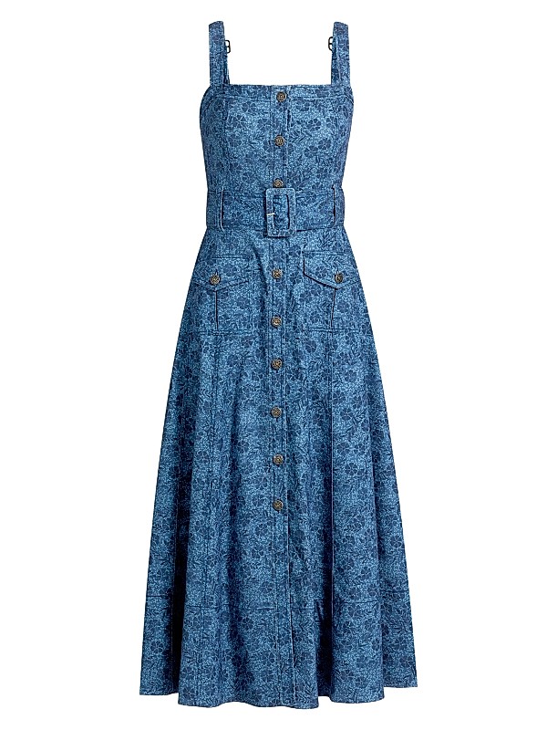 Fleur Presses Midi Dress in Indigo Multi Fleur Presses Midi Dress in Indigo Multi