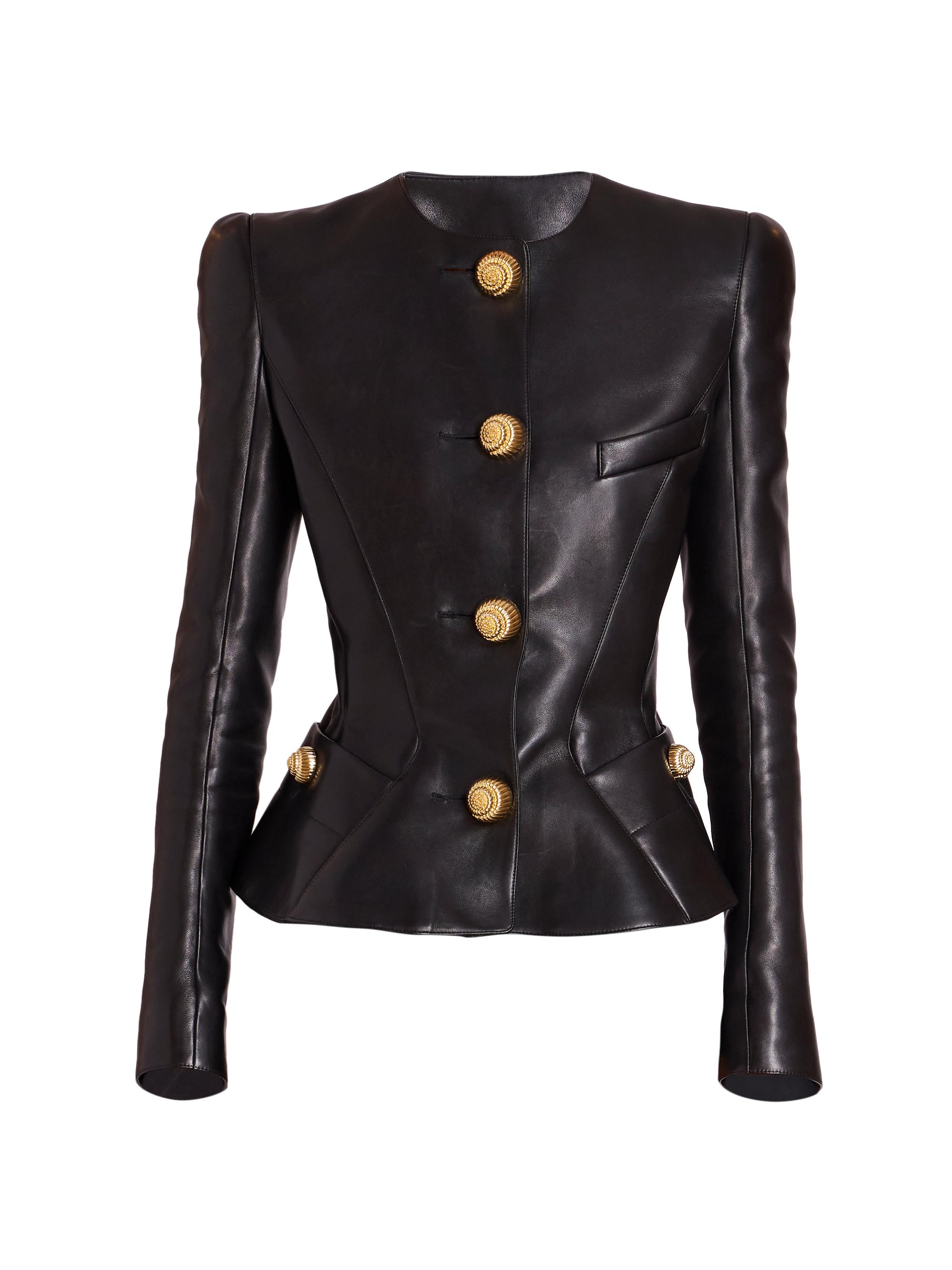 Balmain Lambskin Basque Peplum Jacket | Saks Fifth Avenue