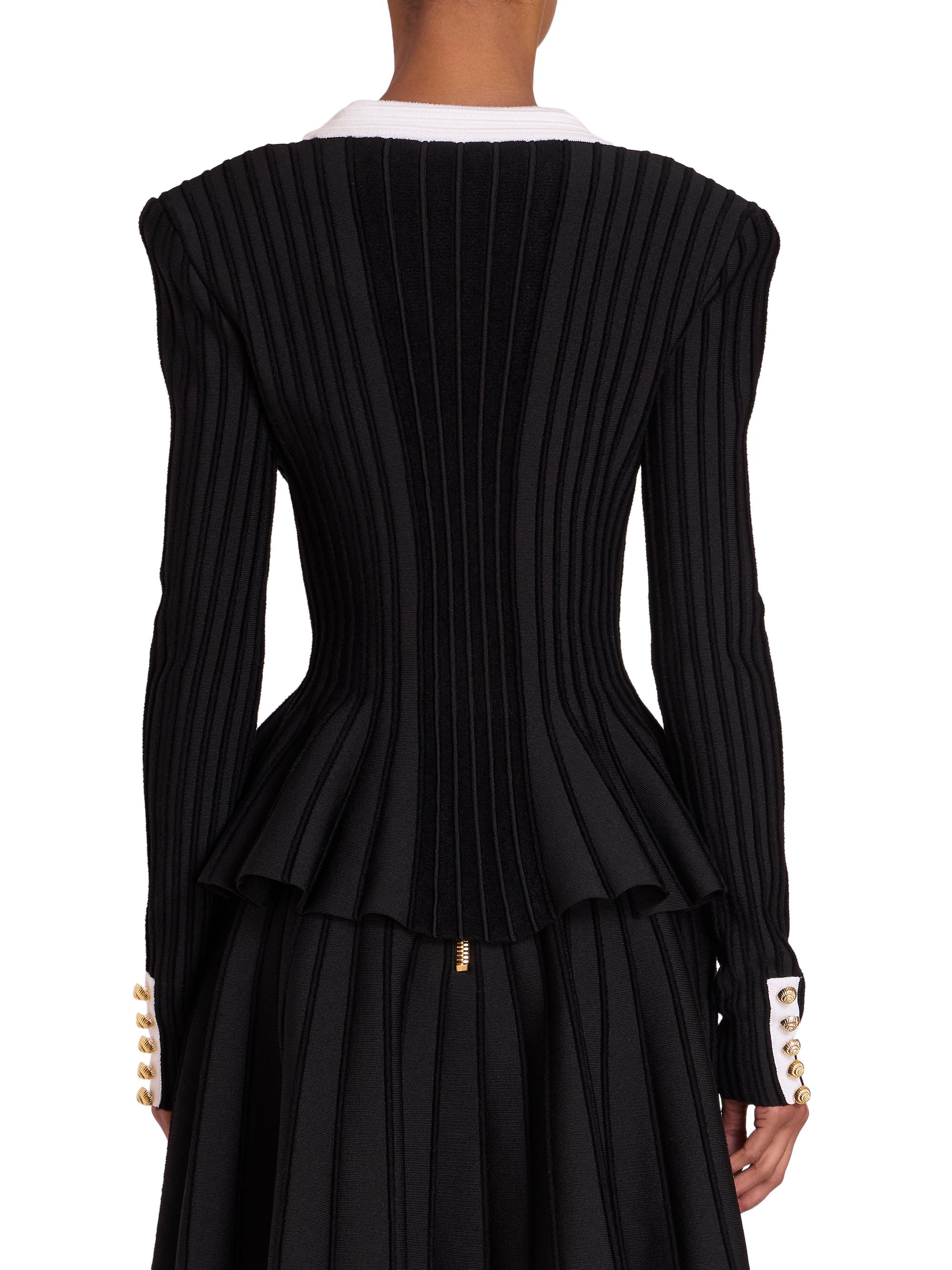 極美品！×BALMAINコラボPコート Balmain Rib-Knit Peplum Jacket | Saks Fifth Avenue