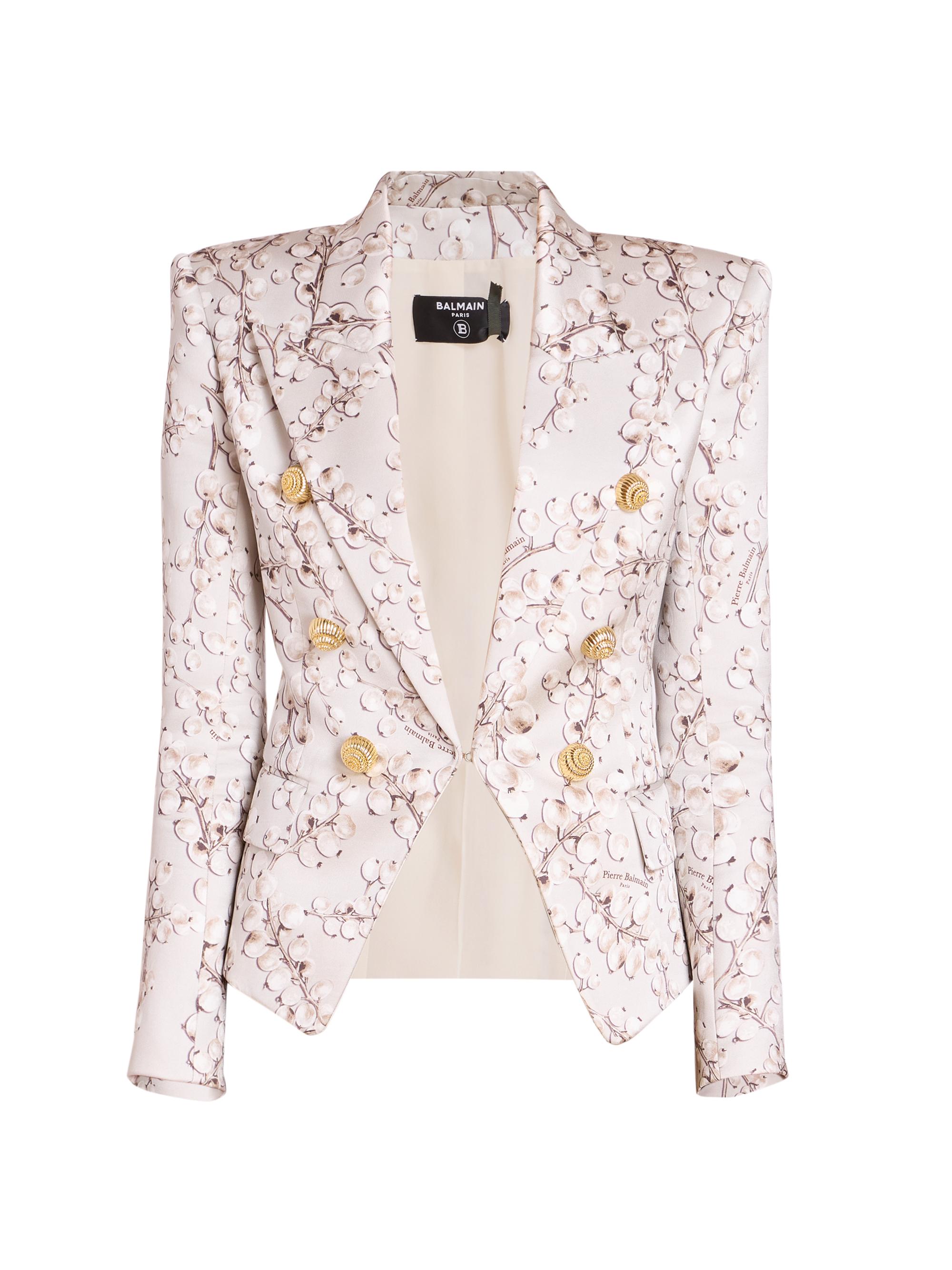 Balmain Women's Groseille Satin Vented Blazer - Gris Beige Clair