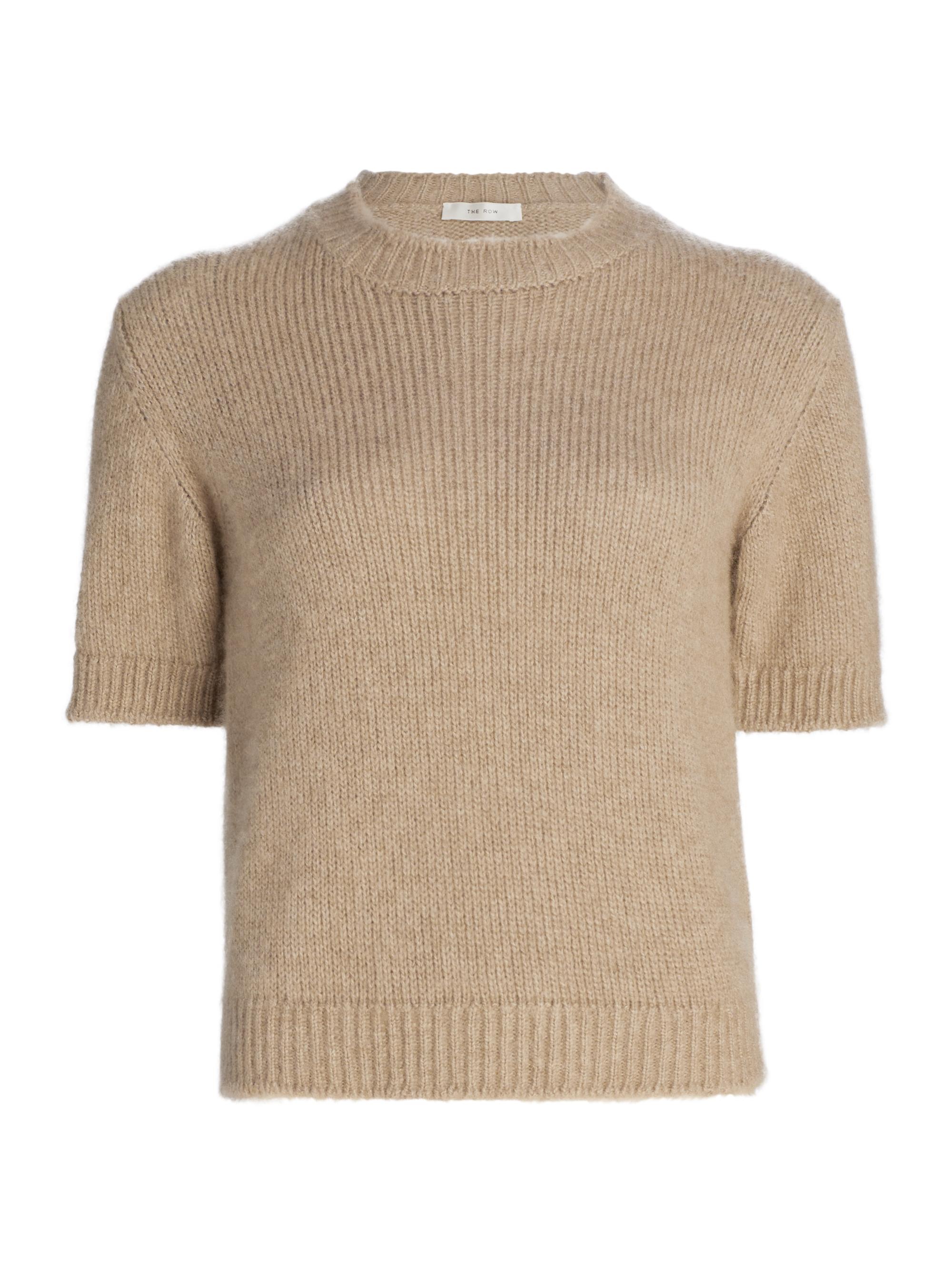 The Row Women's Hibiscus Cashmere Short-Sleeve Knit Top - Ancient Sand