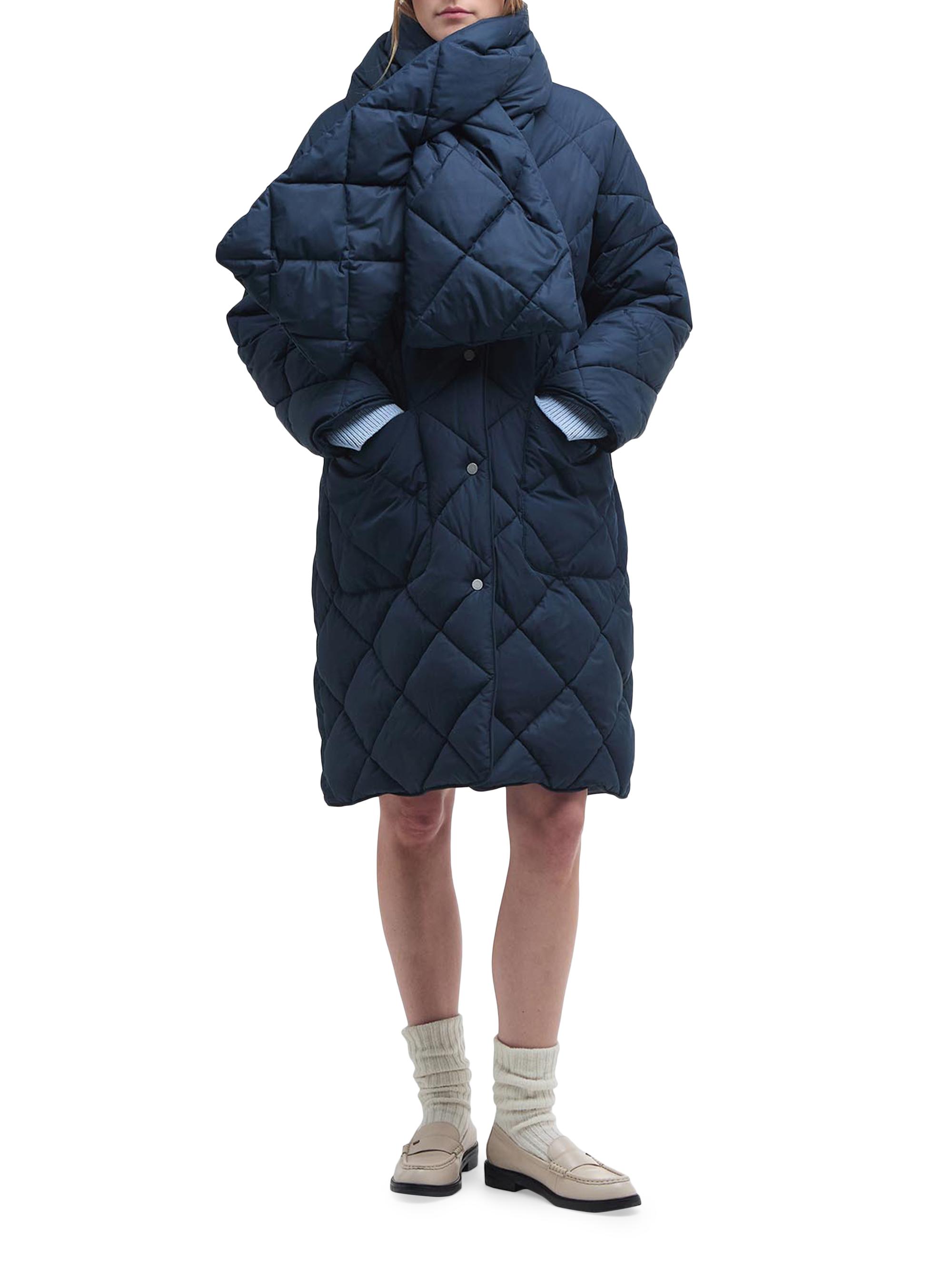 Barbour Women's Brigitte Quilted & Puffer Coat - Navy Sky Dress Tartan