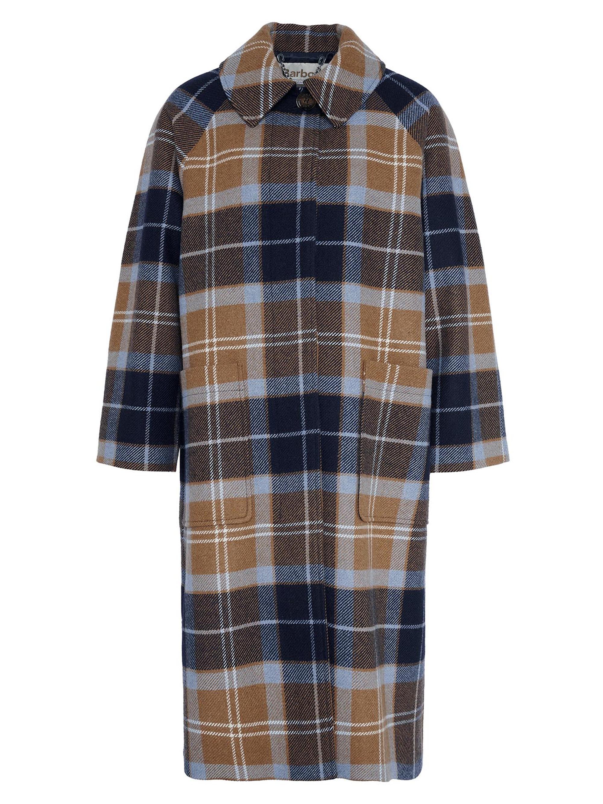 Barbour Women's Kira Plaid Wool-Blend Car Coat - Sky Dress Tartan Dark Navy