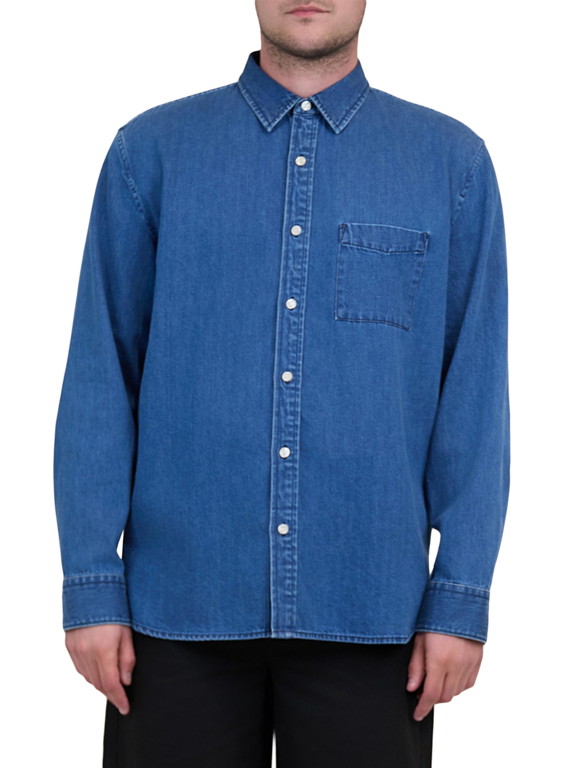 SIMKHAI Men's Dwayne Cotton Chambray Shirt - Washed Chambray