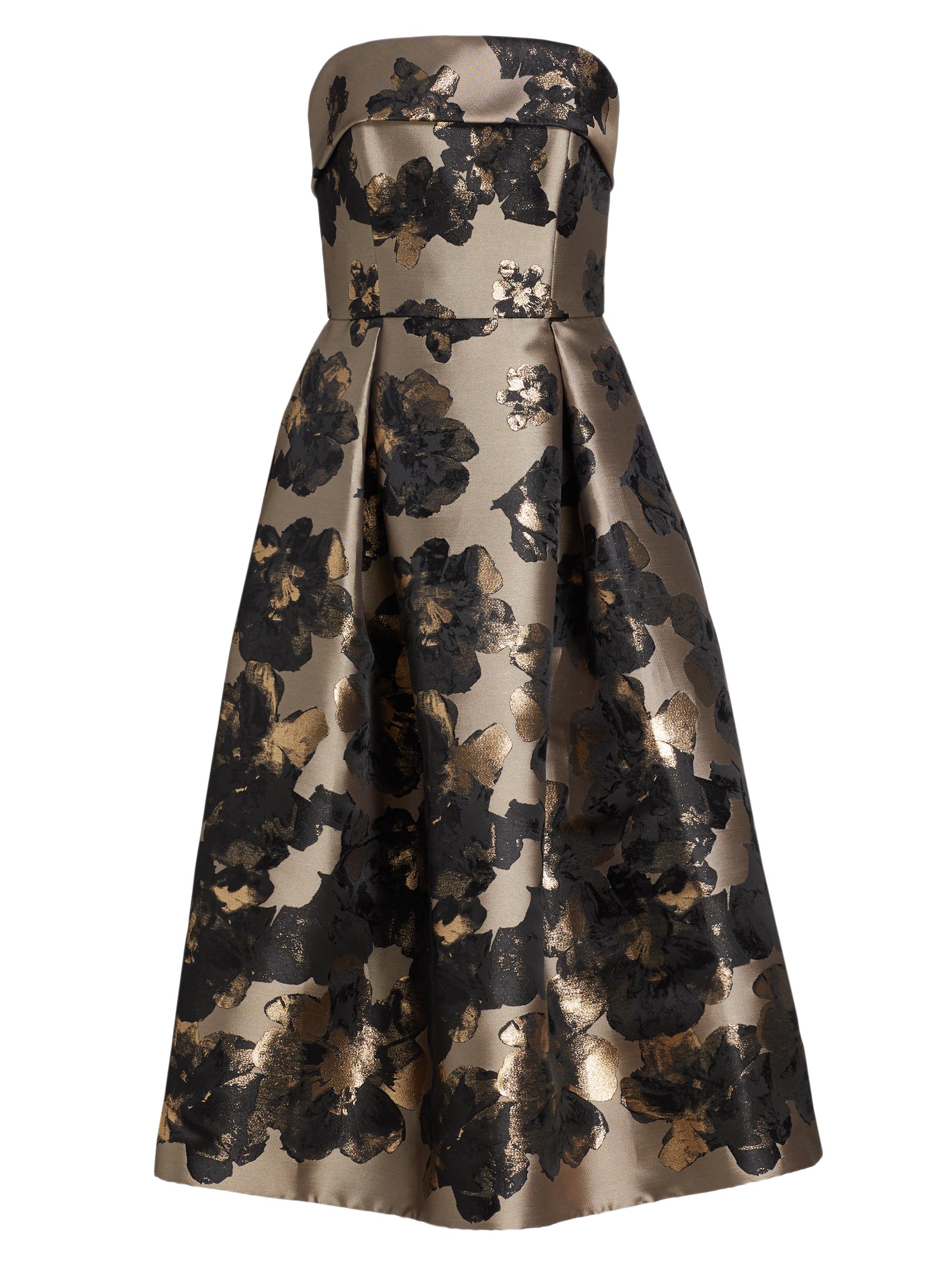 Amsale Women's Floral Strapless Cocktail Dress - Beige Black Gold