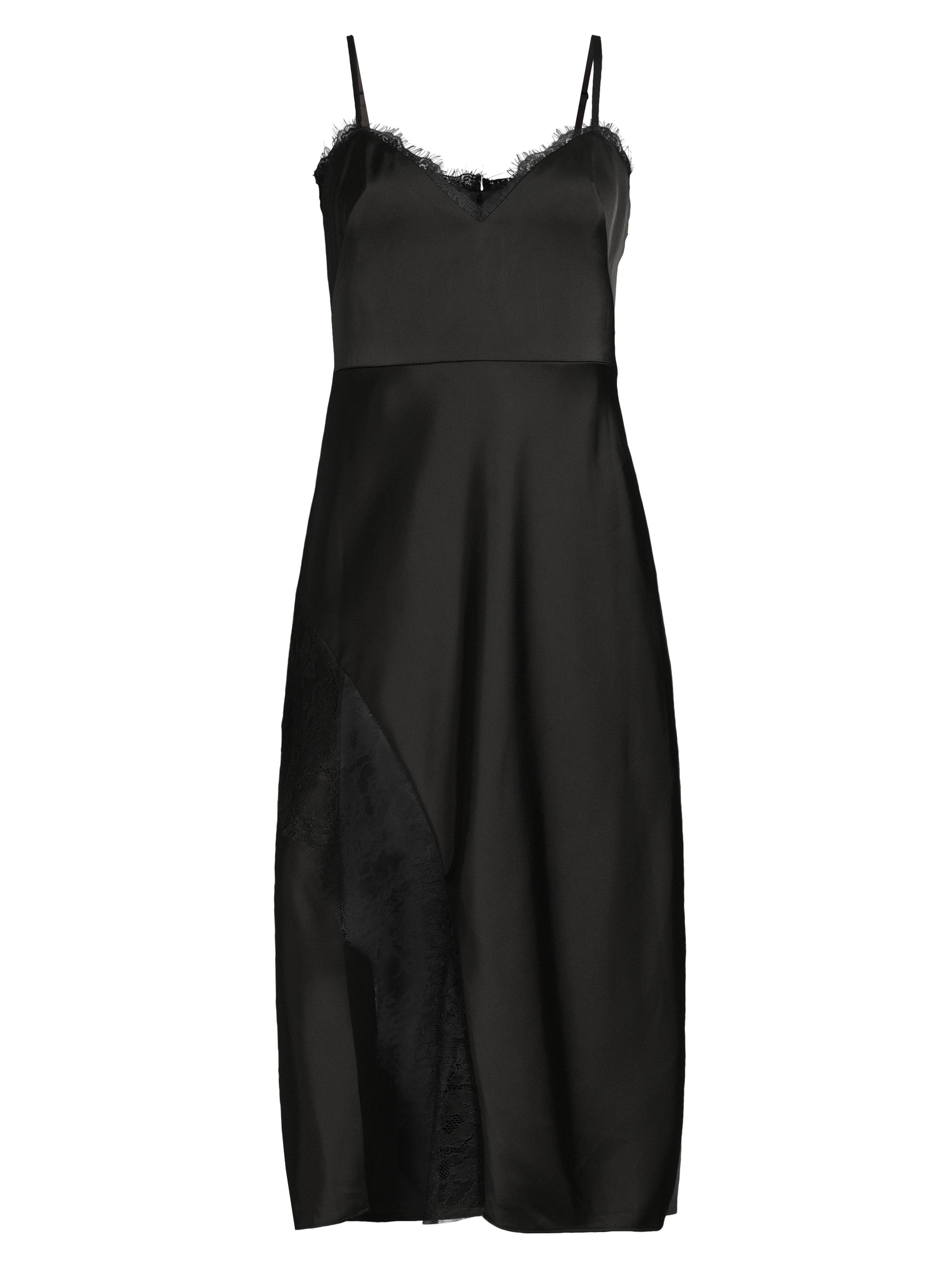Liv Foster Women's Satin Lace Sweetheart Midi-Dress - Black