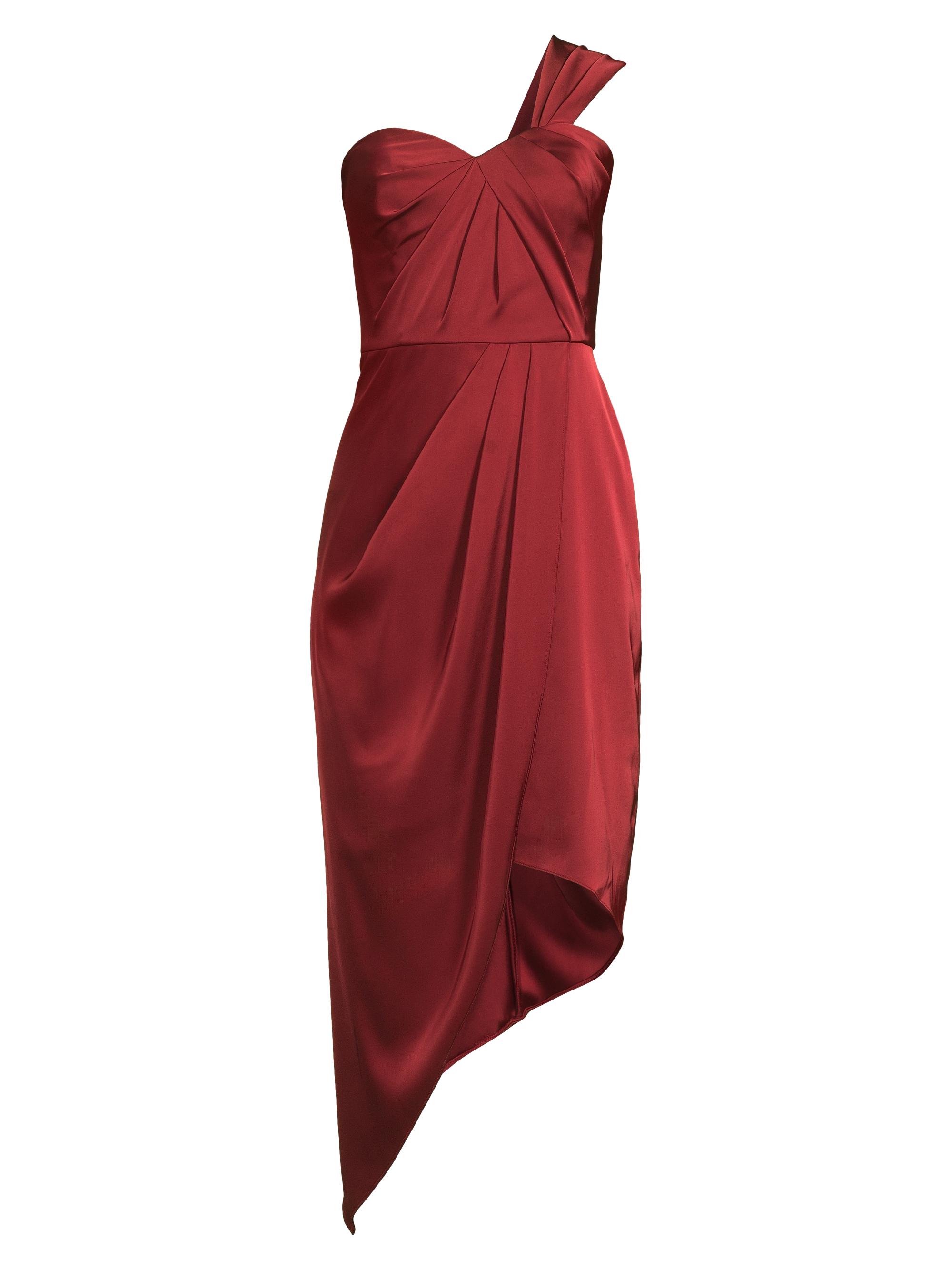 Liv Foster Women's Satin One-Shoulder Midi-Dress - Wine Red
