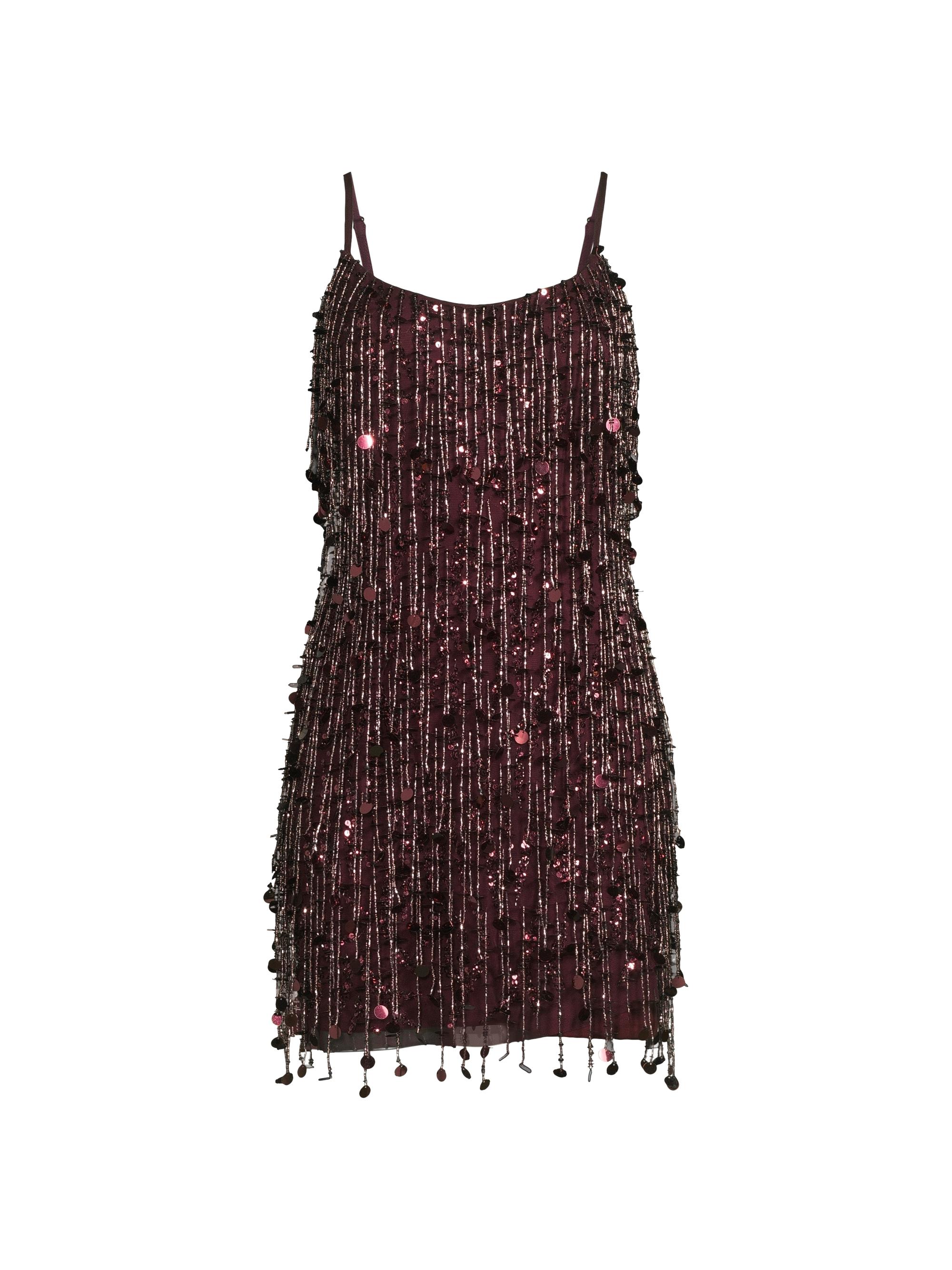 Liv Foster Women's Beaded Scoopneck Minidress - Blackened Red