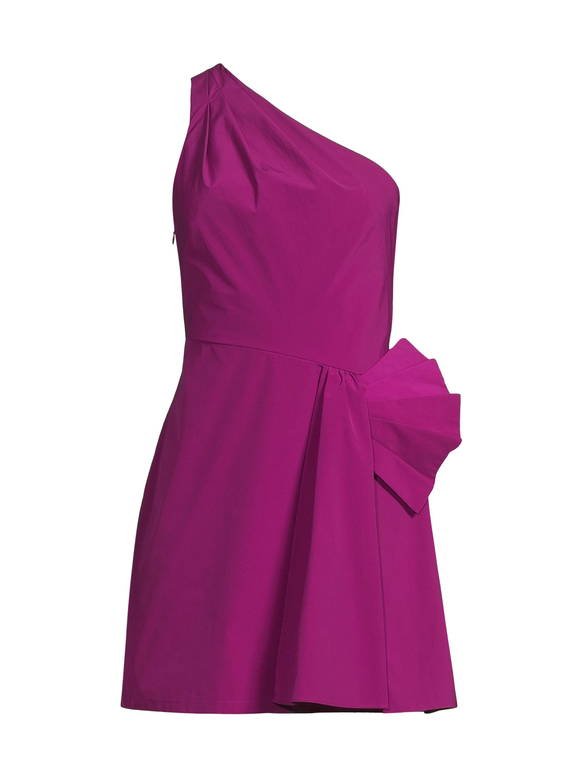 Liv Foster Women's Taffeta One-Shoulder Tie-Waist Minidress - Magenta Noir
