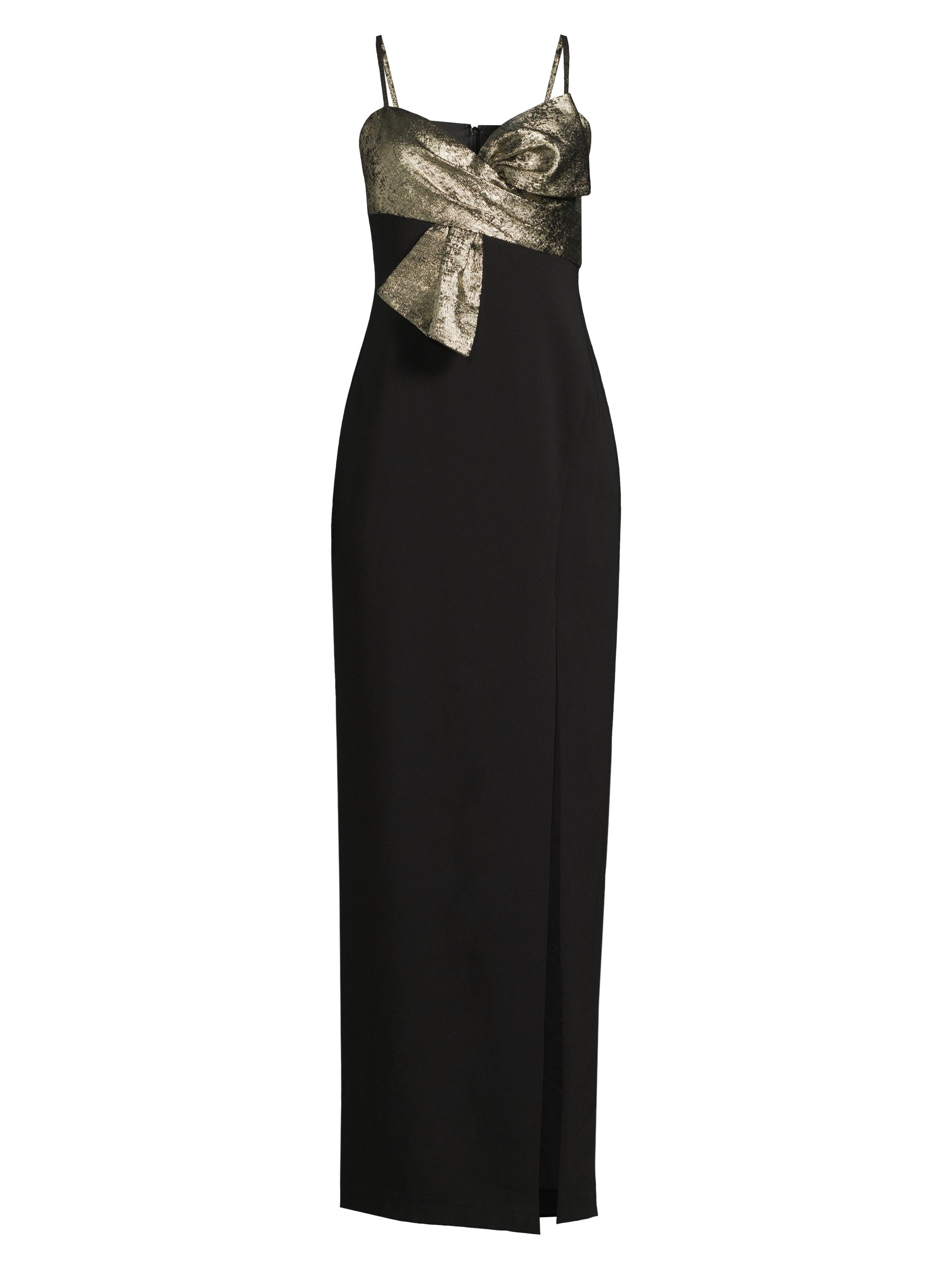 Liv Foster Women's Metallic Sleeveless Column Gown - Black Gold