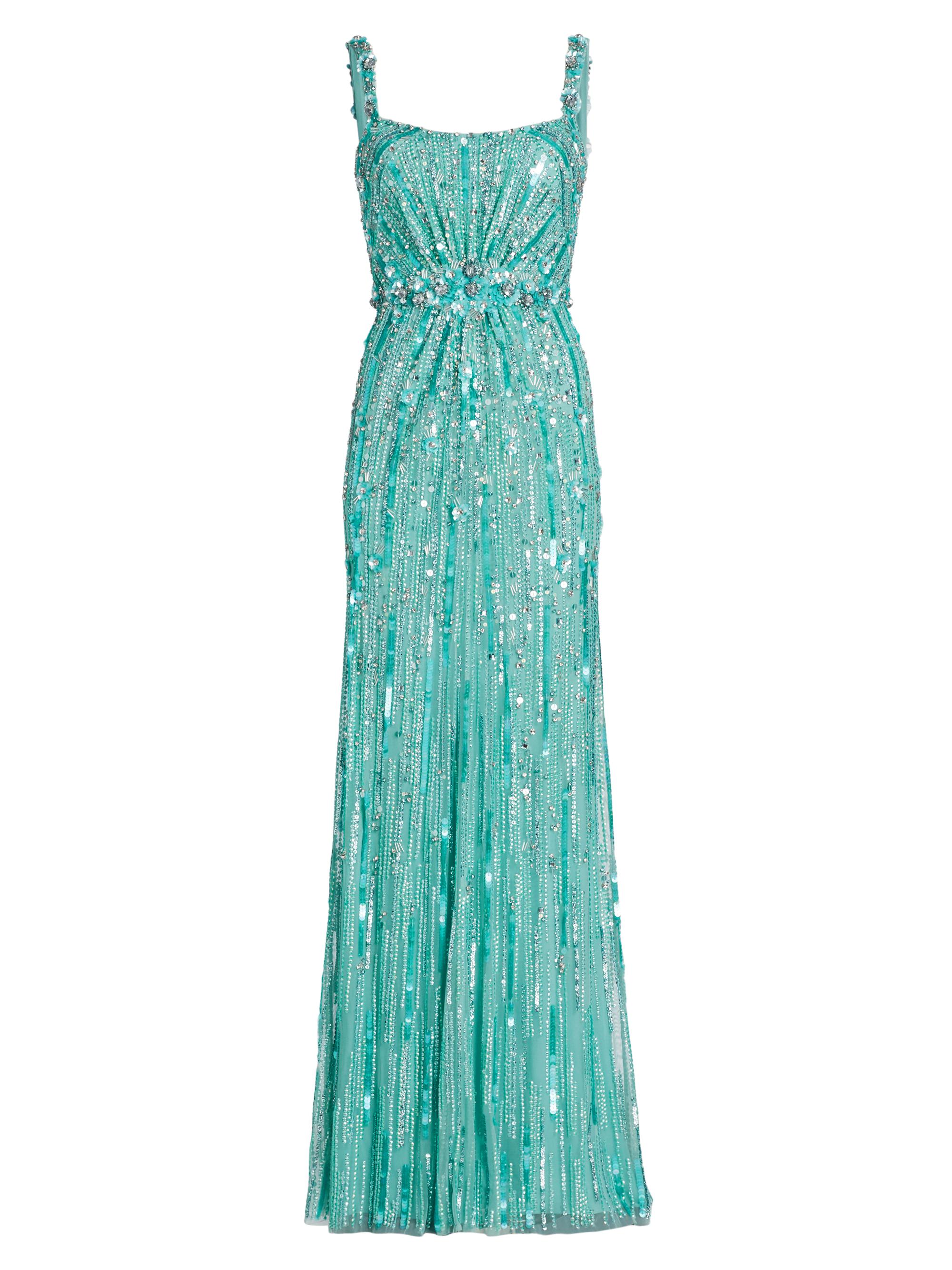 Jenny Packham Women's Embellished A-Line Gown - Caribbean Turquoise