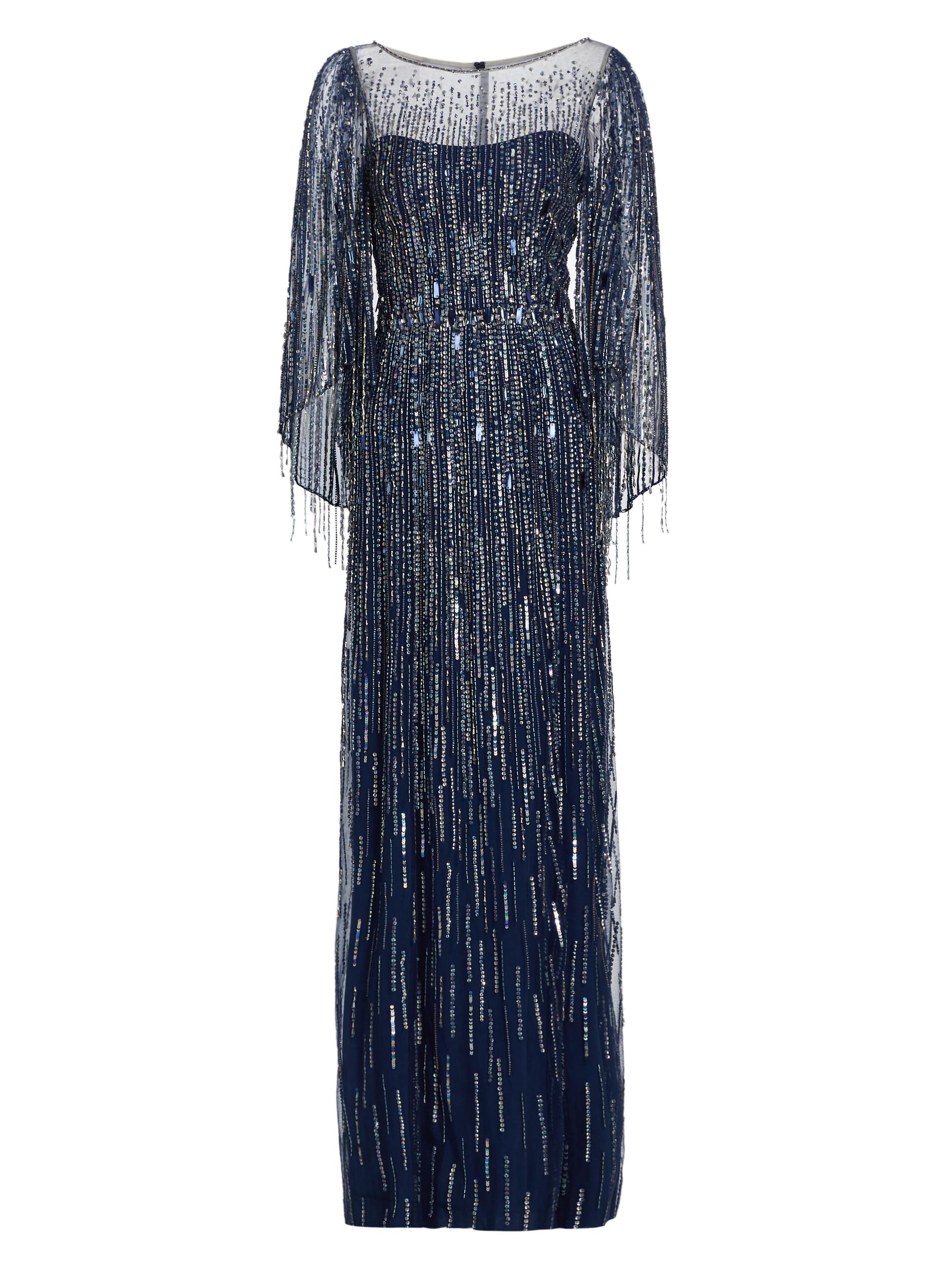 Jenny Packham Women's Rhapsody Beaded Cape-Sleeve Gown - Ink
