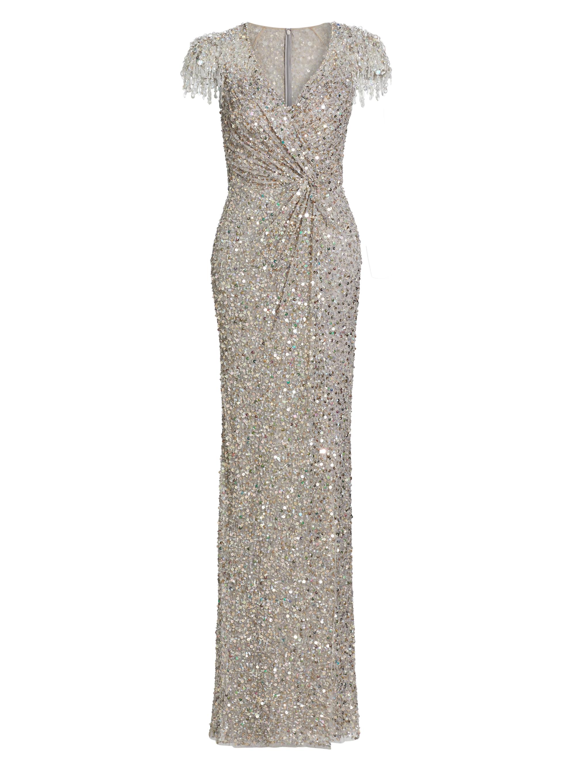 Jenny Packham Women's Wonderful Beaded Wrap Column Gown - Ammonite