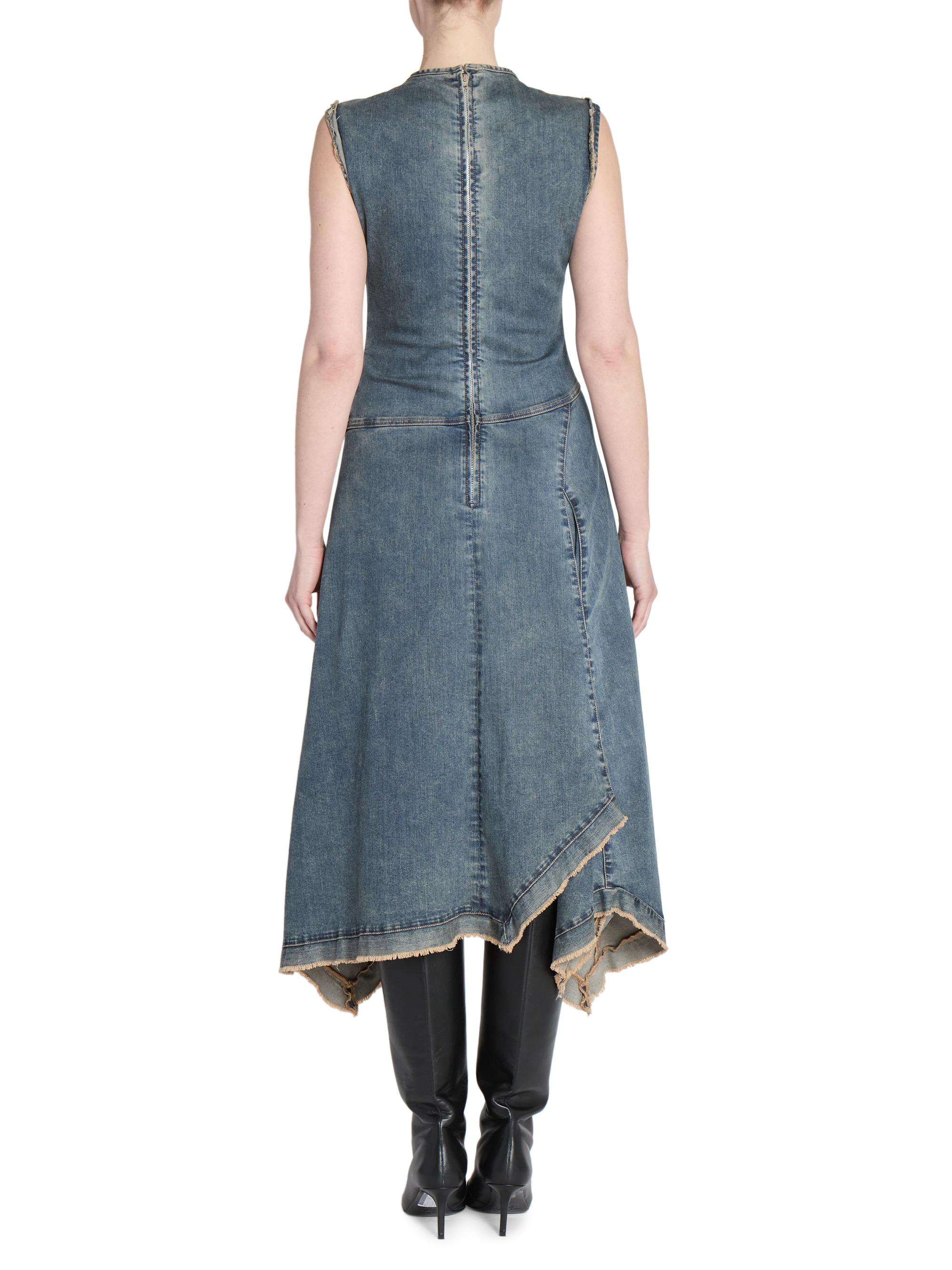 knee length dresses for ladies Classic Wash Denim Midi Overall Dress – Tibi Official main image 1