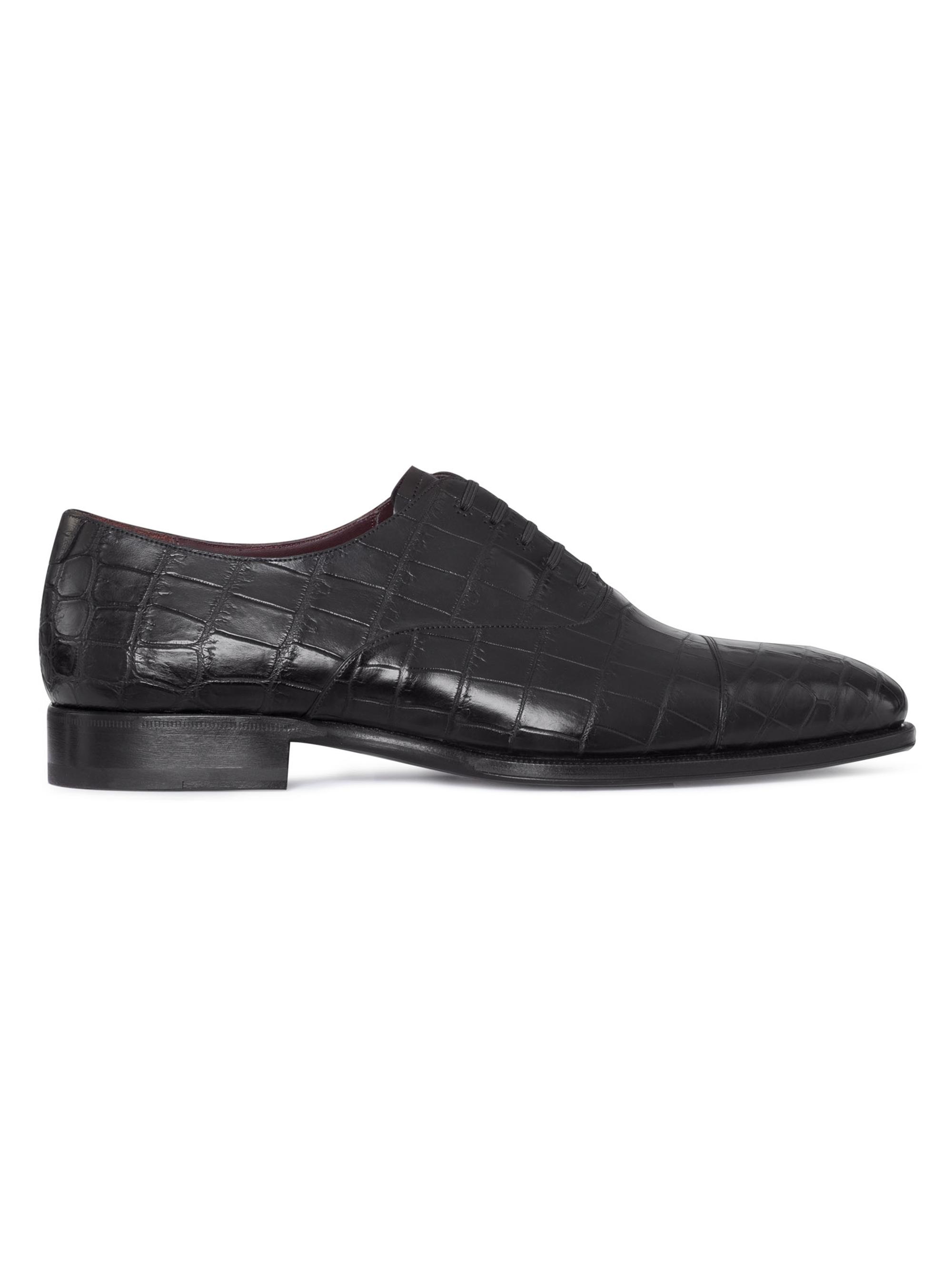 Stefano Ricci Men's Matted Crocodile Oxford Shoes - Black
